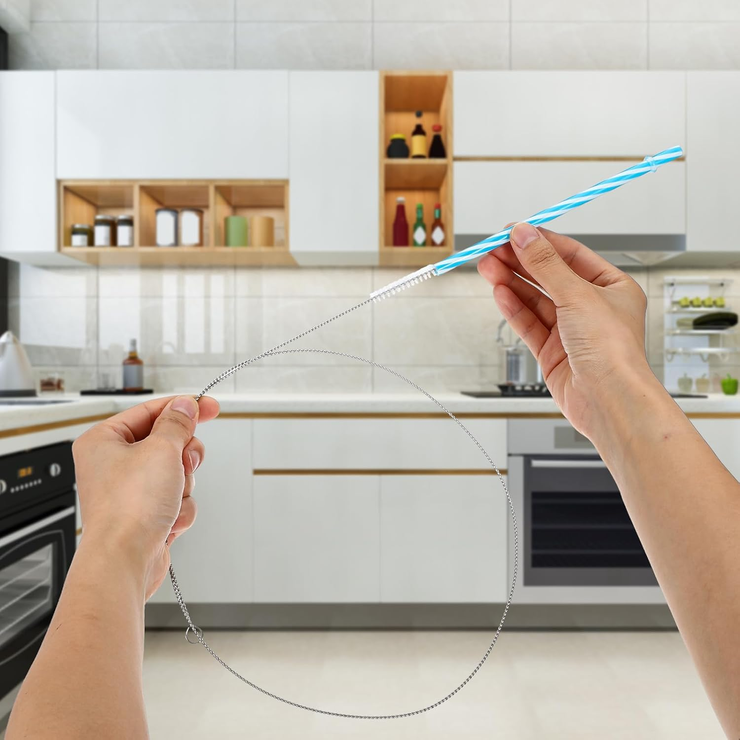 4Pcs 39.4 Inches Extra Long Pipe Cleaners ，Straw Cleaner Brush Extra Long for Cleaning Straw, Tube, Pipe, Hose, Refrigerator Drain, Laboratory Catheter Brush, White image number 1