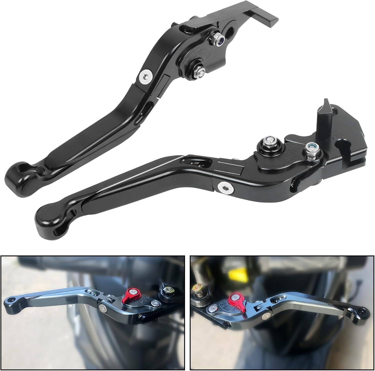 CHIFUN Brake Clutch Lever Set Replacement for Yamaha YZF R7 2021 2022 2023 2024 Foldable Retractable Motorcycle Handlebar Aluminum Levers - Red image number 7