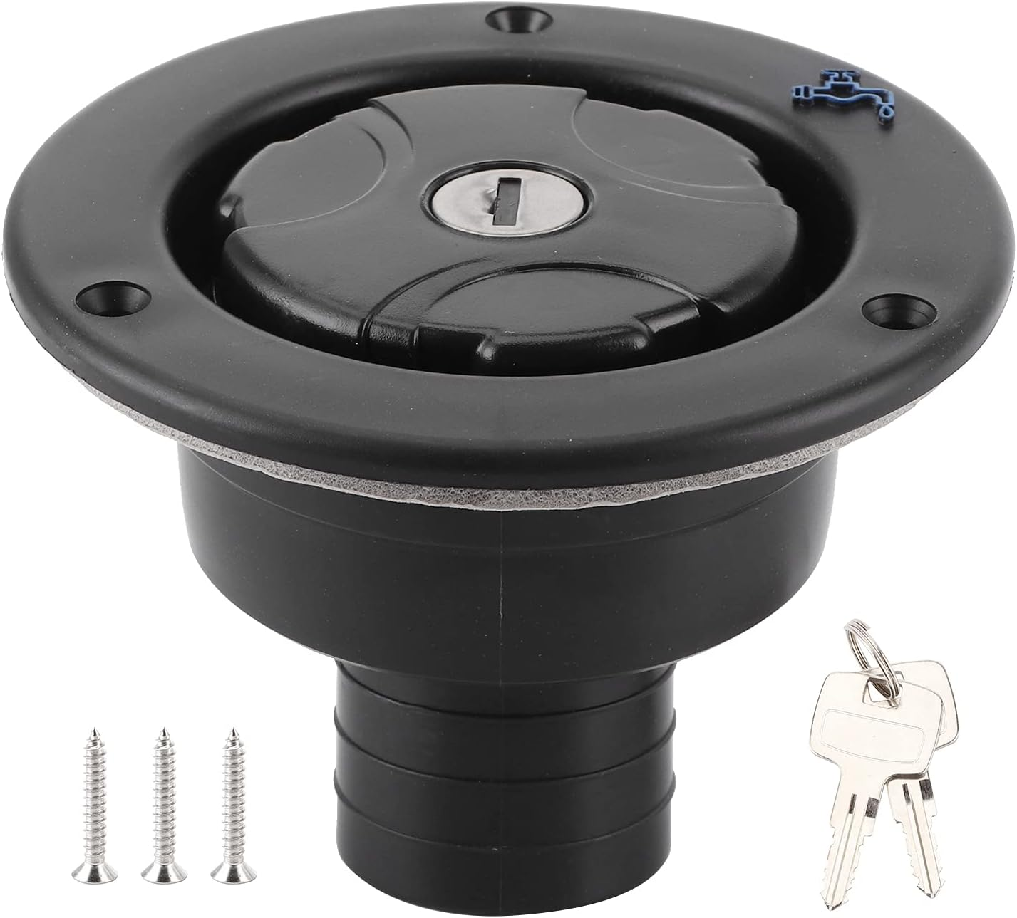 Jiawu Rv Fresh Water Inlet Lockable, Gravity Water Filler Cap with Spring and Seal Leak Proof Fill Hatch, Includes 2 Keys for RV Water Tank Trailer Equipment