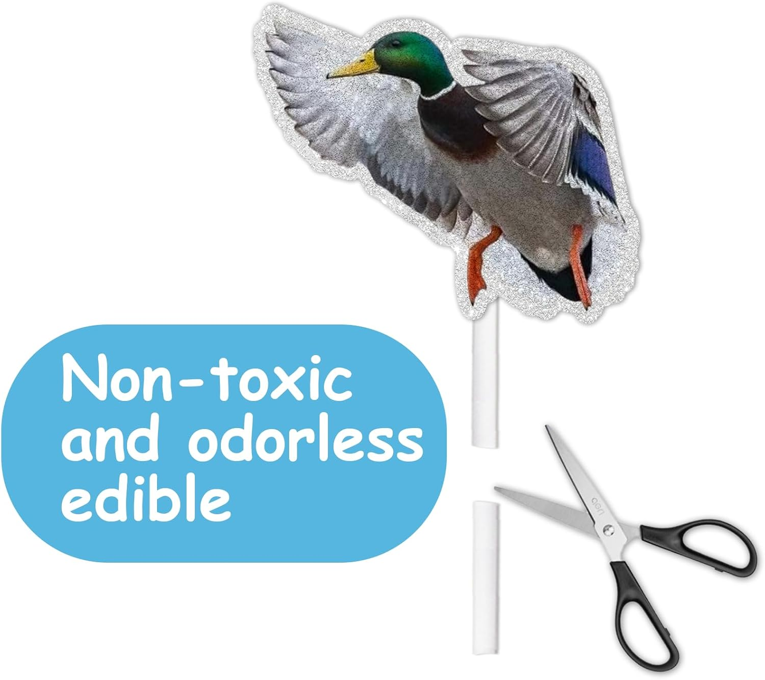 18Pcs Glitter Wild Duck Dessert Cupcake Topper Pick for Animal Duck Adventure Movie Theme Decor Supplies Baby Shower Boys Girls Happy Birthday Party Decorations image number 5