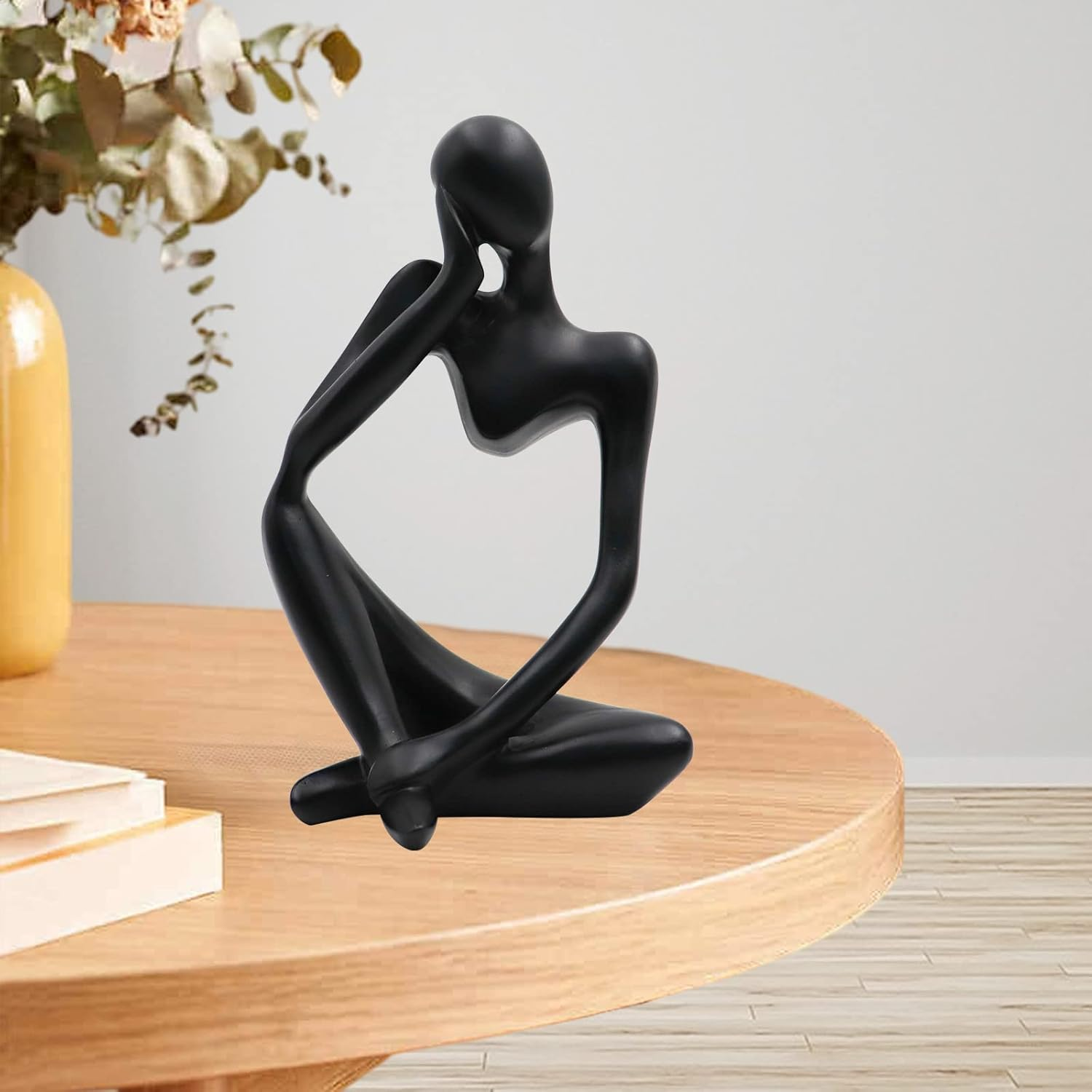 Thinker Statues and Sculptures, Resin Thinker Statue Ornaments, Abstract Style Sculptures, Housewarming Gifts, Housewarming Decorations, Living Room Dining Desk Decorations(Black Right, Large) image number 2
