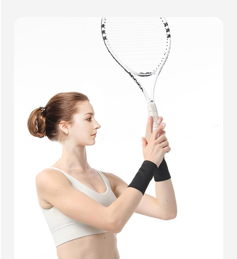 Wrist Band Support Sleeve (1 Pair) - Elastic & Breathable Knitted Fabric Compression Brace - for Tennis, Gym, Sport, Tendonitis image number 1