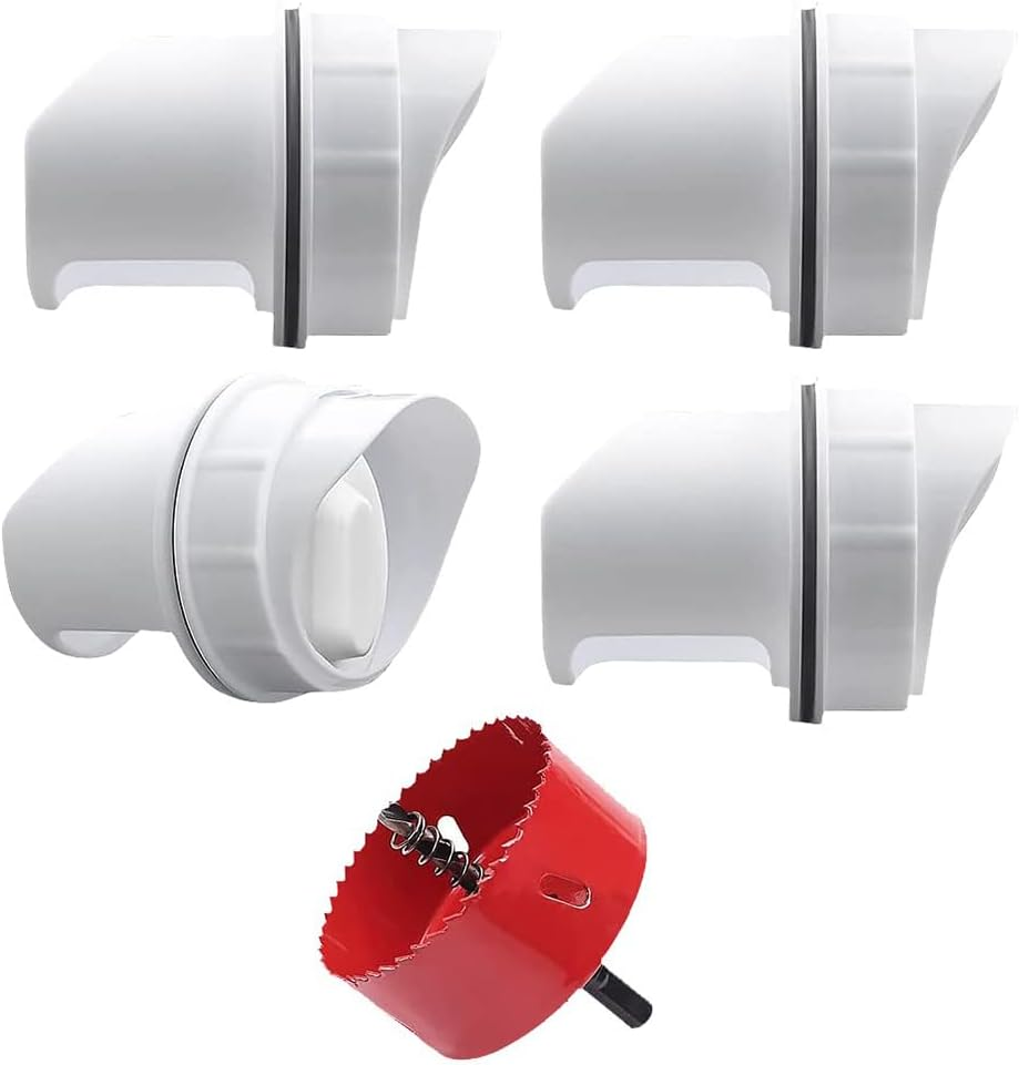 MOTRAIN Chicken Feeder Kit, No Waste Waterproof Automatic Chicken Feeder, Poultry Feeder 4 Ports 1 Hole for Chickens, Duck, Geese, Birds, Quail