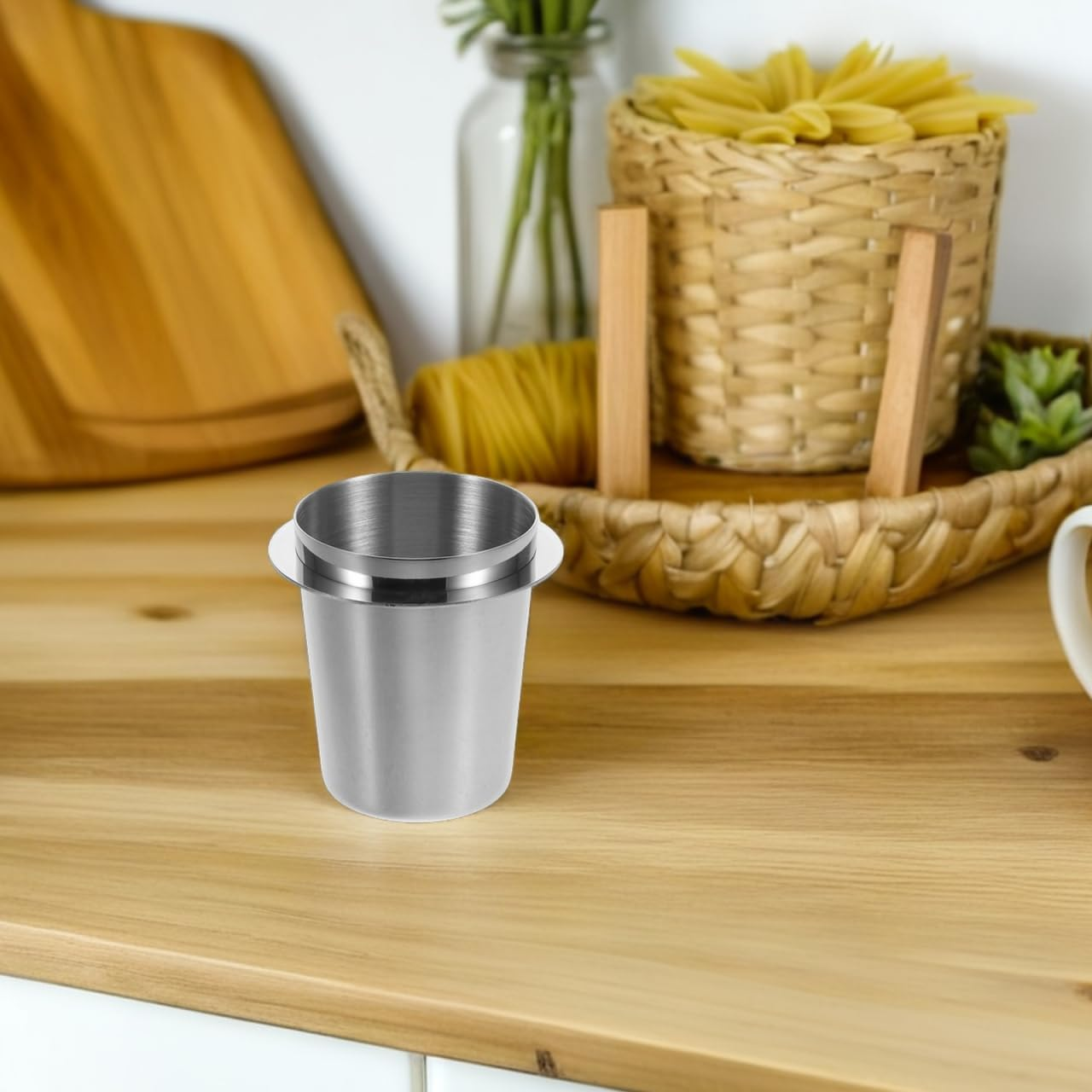 Cabilock Stainless Steel Coffee Dosing Cup, 53Mm Espresso Machine Powder Feeder, Universal Coffee Machine Handle Accessory for Home and Cafe, Simplifies Preparation - Silver image number 3