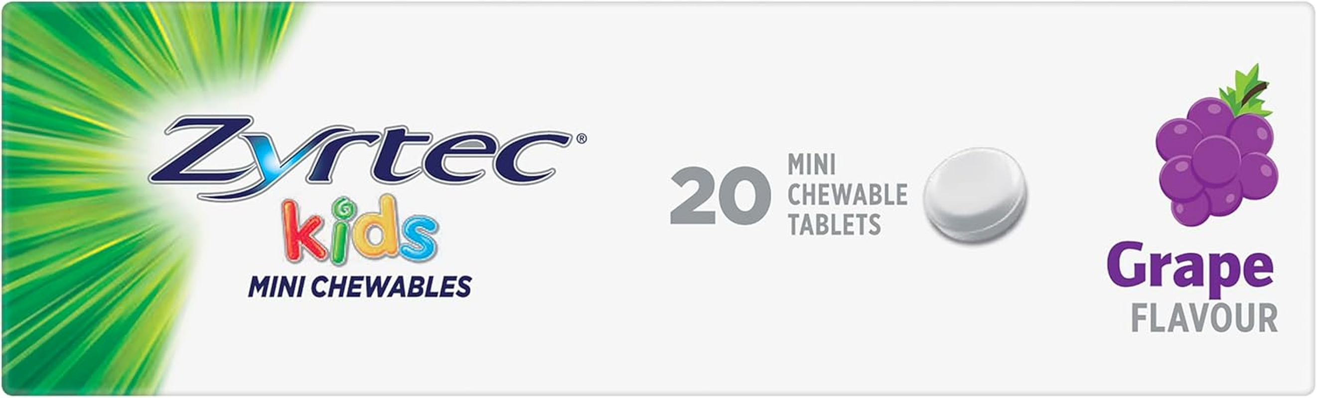 Zyrtec Grape Chewable Allergy 20 Tablets for Kids