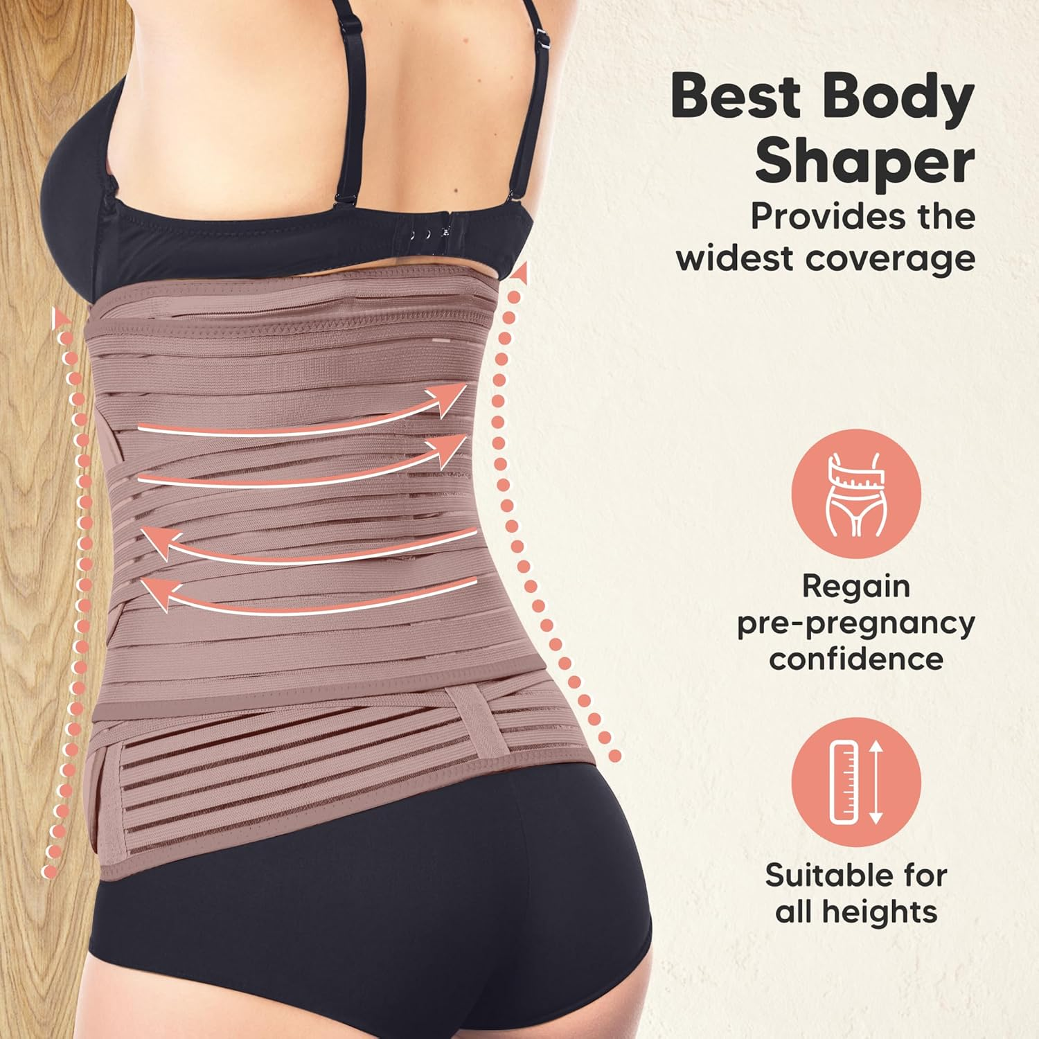 3 in 1 Postpartum Belly Support Recovery Wrap &ndash; Postpartum Belly Band, after Birth Brace, Slimming Girdles, Body Shaper Waist Shapewear, Post Surgery Pregnancy Belly Support Band (Dusty Plum, M/L) image number 2