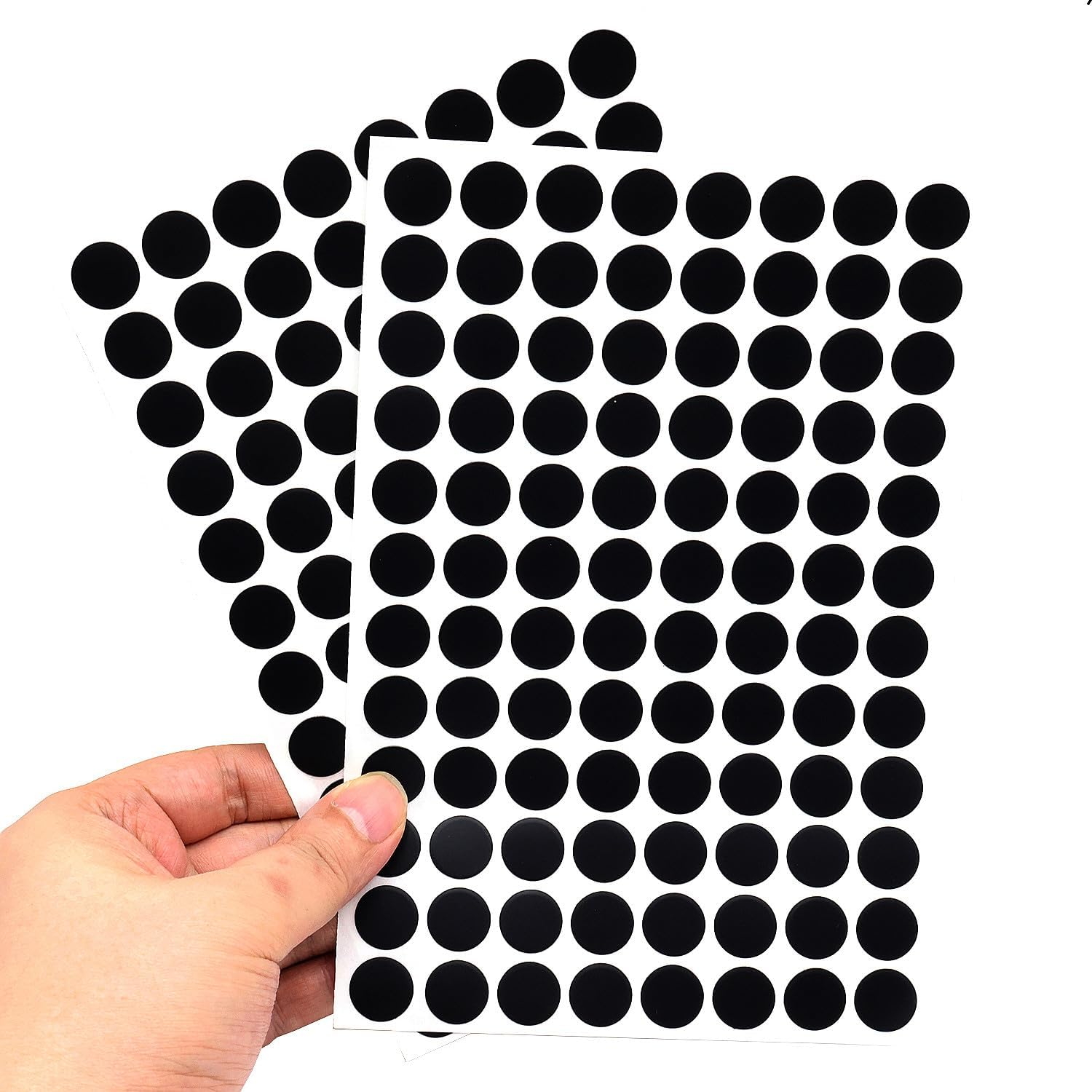 Self-Adhesive Screw Hole Stickers,2-Table 96 in 1 Self-Adhesive Screw Covers Caps Dustproof Sticker 15Mm Black image number 2