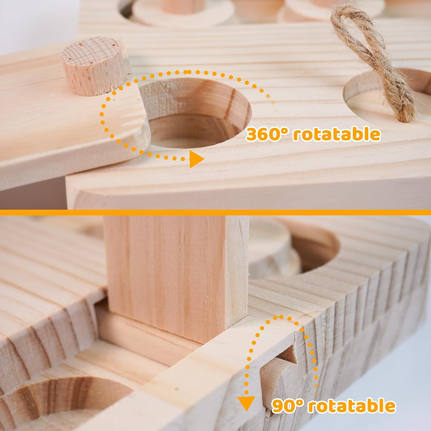 Volksrose Guinea Pig Foraging Toys, 6 in 1 Wooden Guinea Pig Accessories, Bird Enrichment Toy, Rabbit Treats Feeding Toys for Rat, Gerbils, House Mouse, Parrot, Budgie, Bunny (A) image number 2
