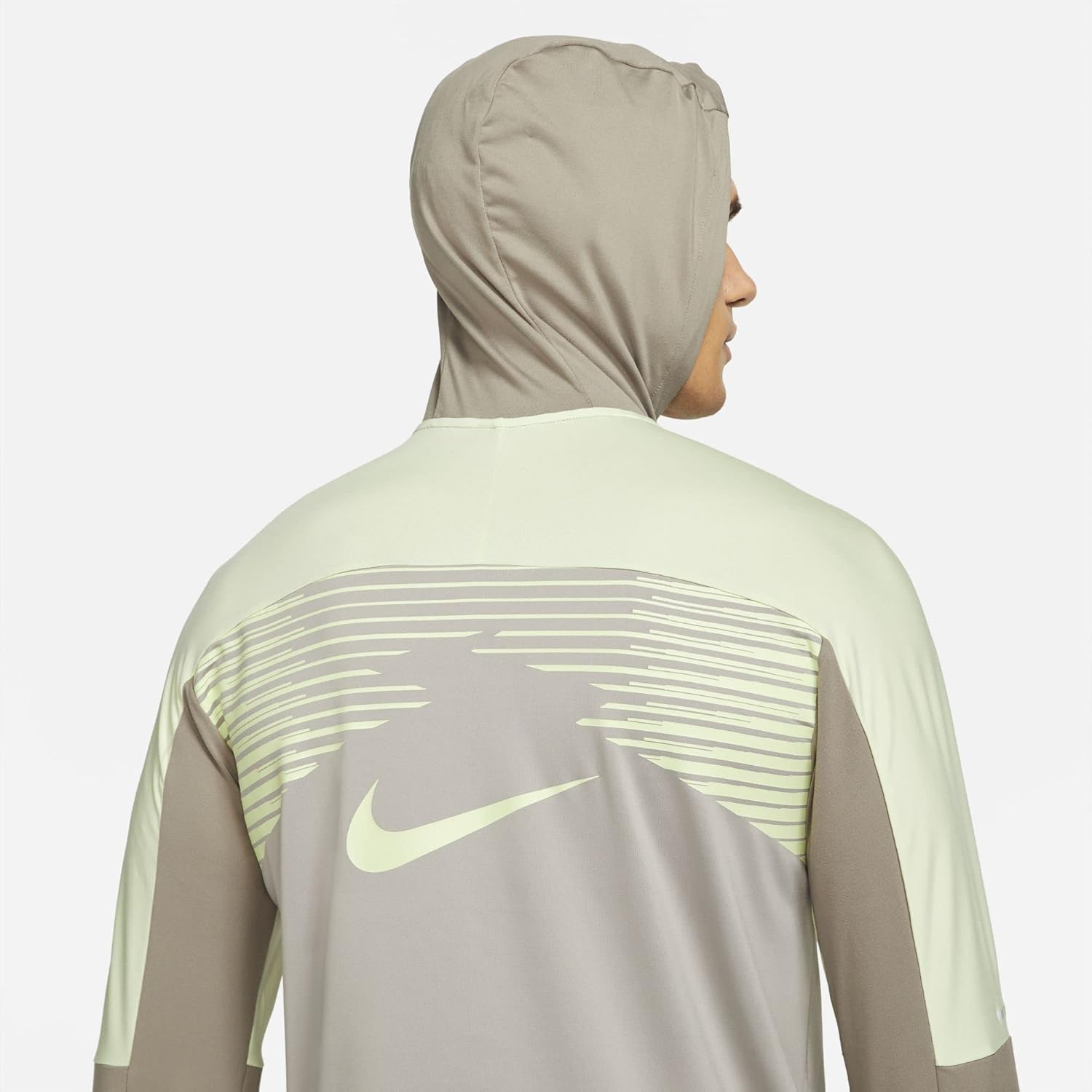 Nike Men'S M Nk Df Trail Elmt Gx Hoodie Sweatshirt, College Grey/Moon Fossil/Lime Ice, XL image number 6
