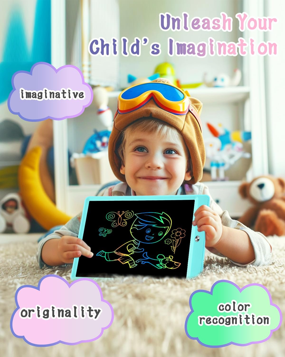 Gifts for Girls Boys, Toddles Colorful Doodle Board Drawing Tablet, 10 Inch Writing Board, Stocking Stuffers Kids Christmas Travel Gifts for Kids Age 3-9 Years, Kids Toys Portable in Car Airplane