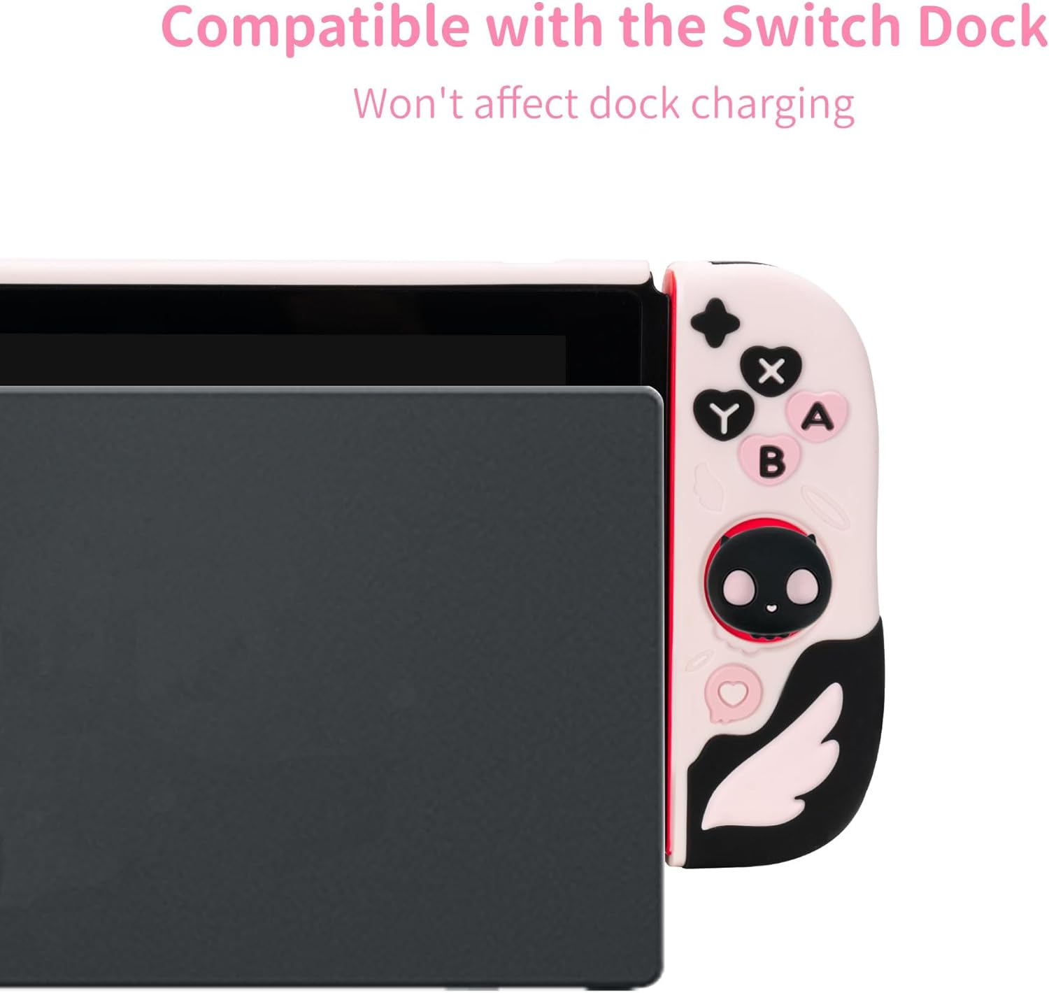 Geekshare Protective Case for Switch Anti-Scratch Slim Cover Case Compatible with Switch Separable Soft Silicone Protective Shell with 2 Thumb Grip Caps- Sweetheart Skull image number 3