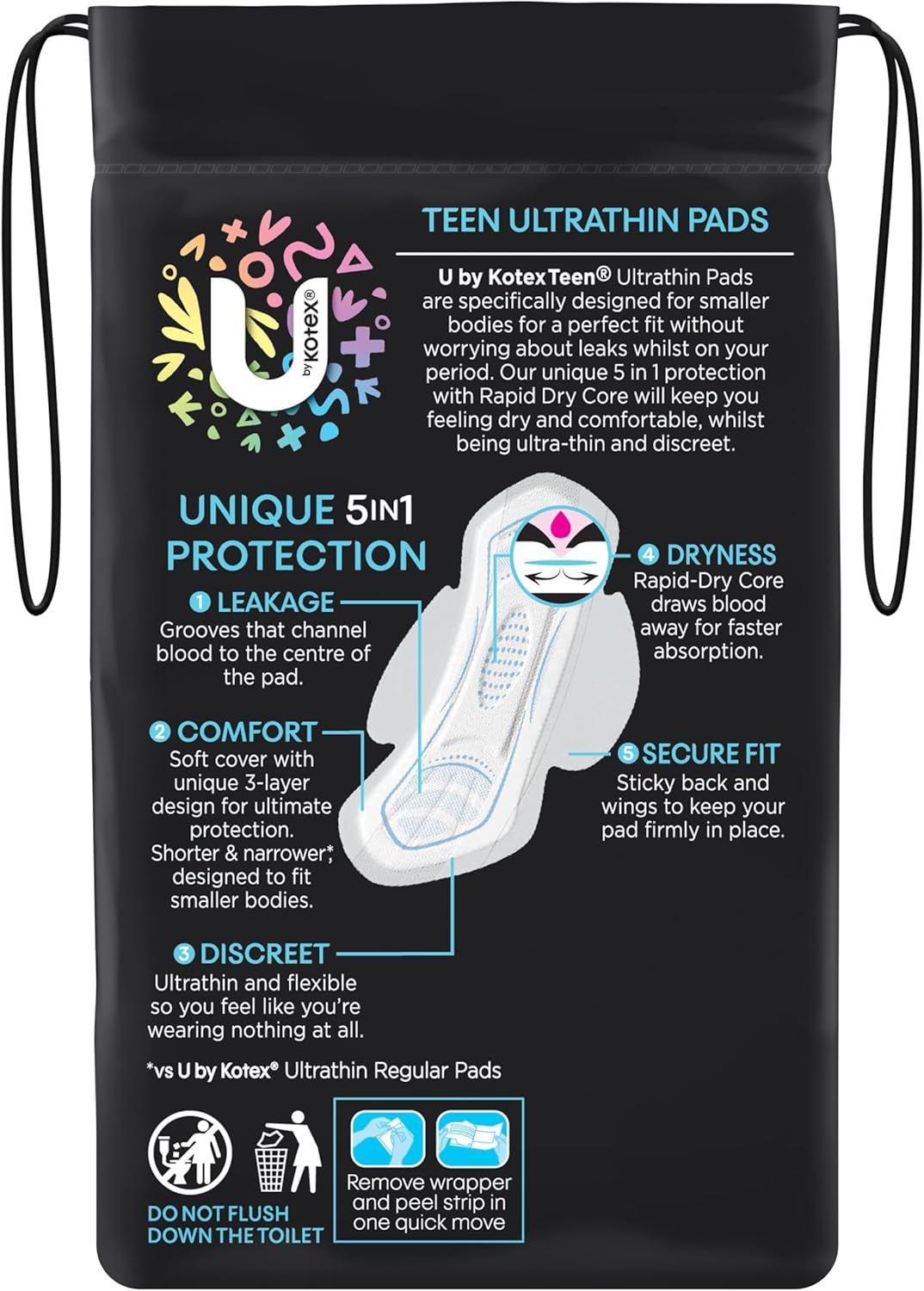 U by Kotex Teen Ultrathin Pads Regular with Wings 14 Count image number 1