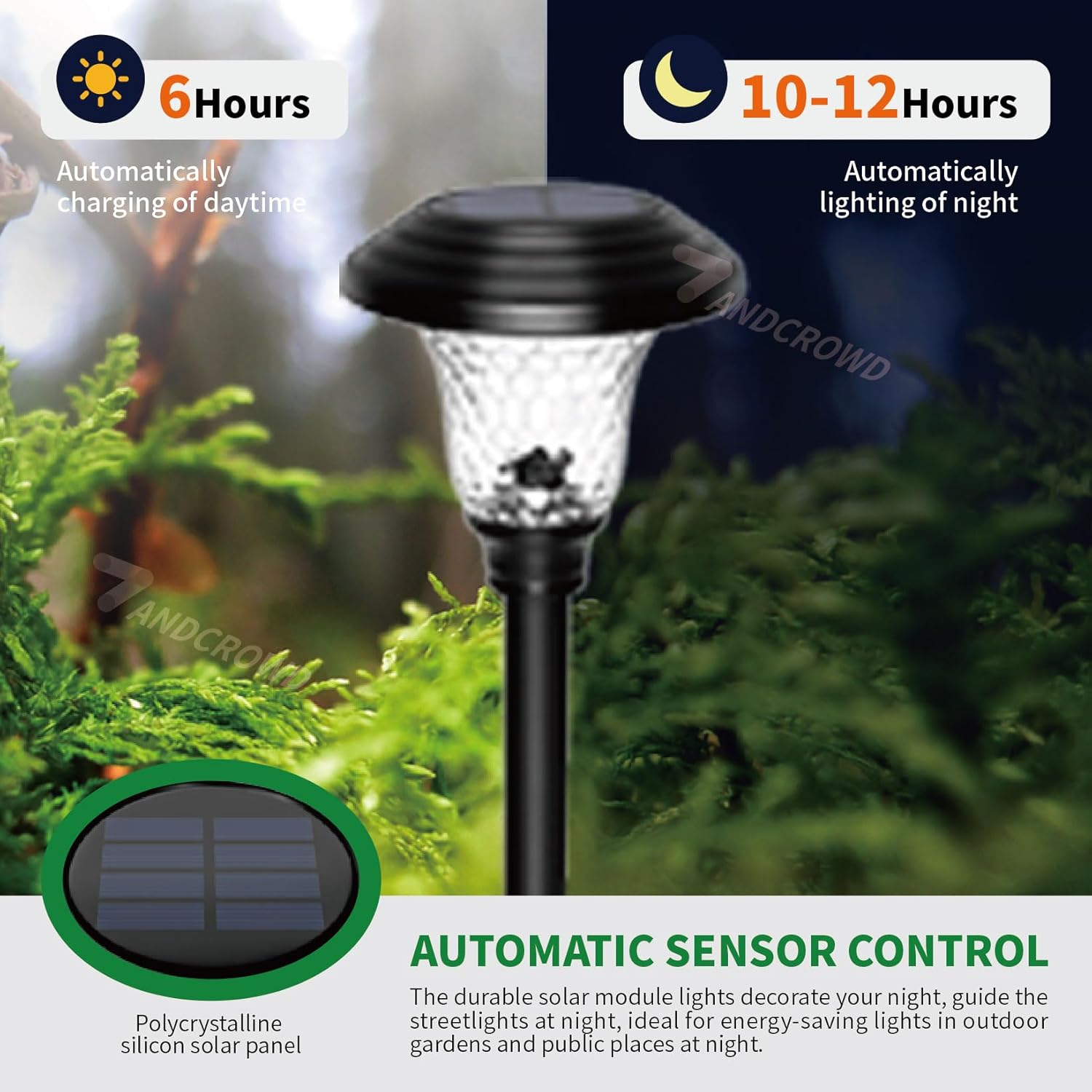 1805 LED Landscape Lights with Four Light Color Automatic Changes, Solar Outdoor Lights for Patio, 4 Packs of Outdoor Solar Lights with Unique Changing Light and Shadow Effects image number 3