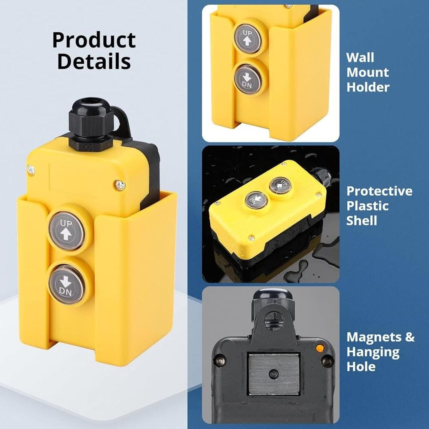 Dump Trailer Remote up down Switch, 12V DC 4 Wire 3 Wire up and down Control Switch for Tipping Trailers, Hoists, Electric Forklifts, Lifting Platforms image number 2