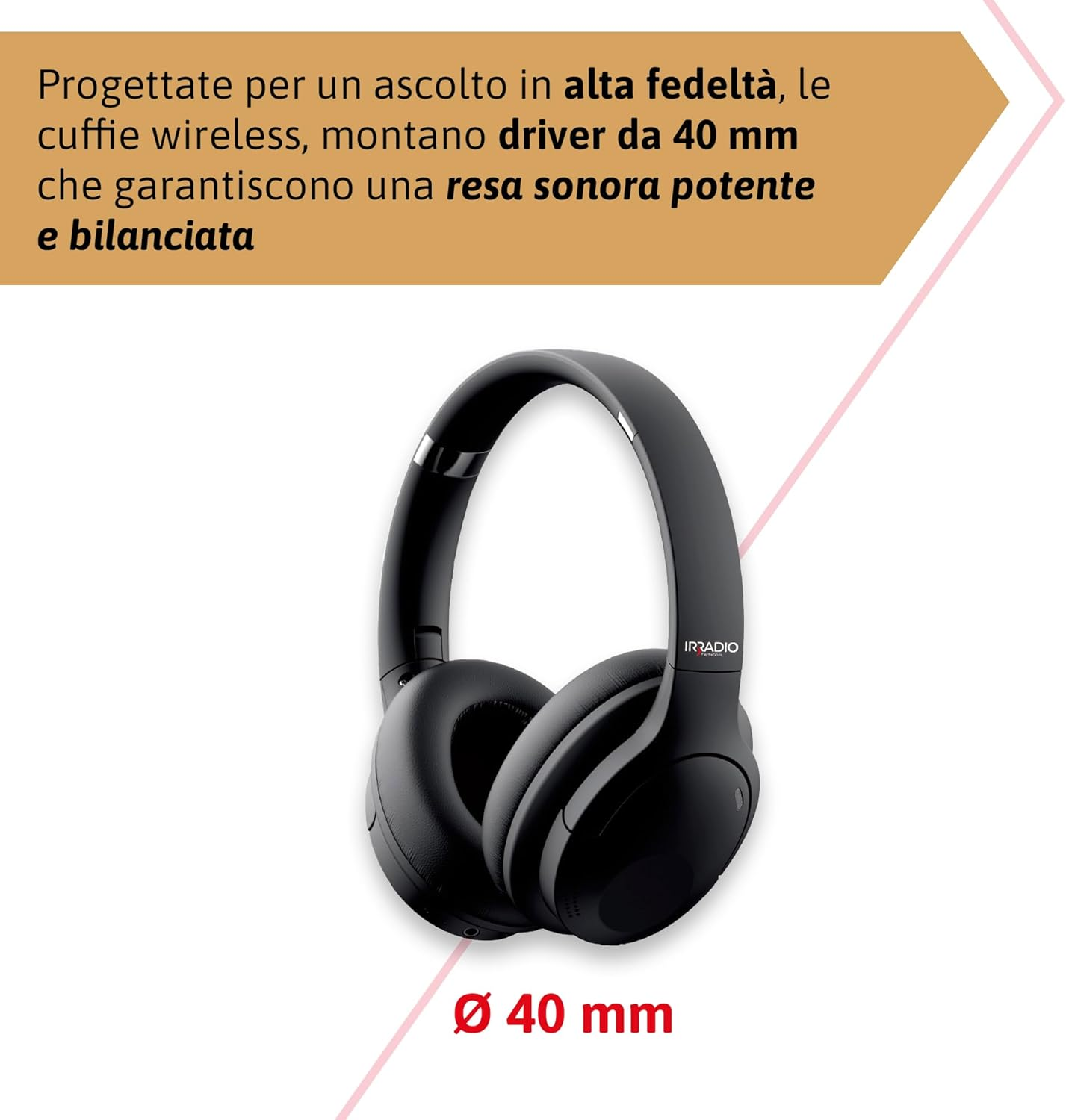 IRRADIO IR-GT-V15 PRO Wireless Hifi Headphones with Hybrid ANC Bluetooth 5.3 Transparent Audio Foldable Long Run Time Sport Design Soft Touch Surface Active Noise Cancelling image number 2