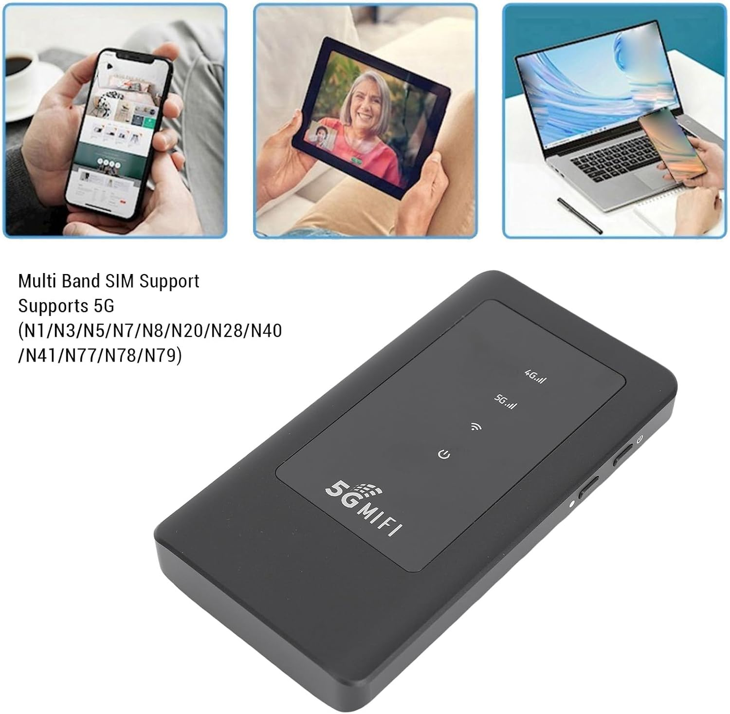 Jectse 5G Mobile Hotspot, Portable Wifi Router for Travel, 2.4Ghz 5.8G Dual Band Wireless 2.77Gbps High Speed Hotspot Device with SIM Slot, Support up to 16 Devices image number 2