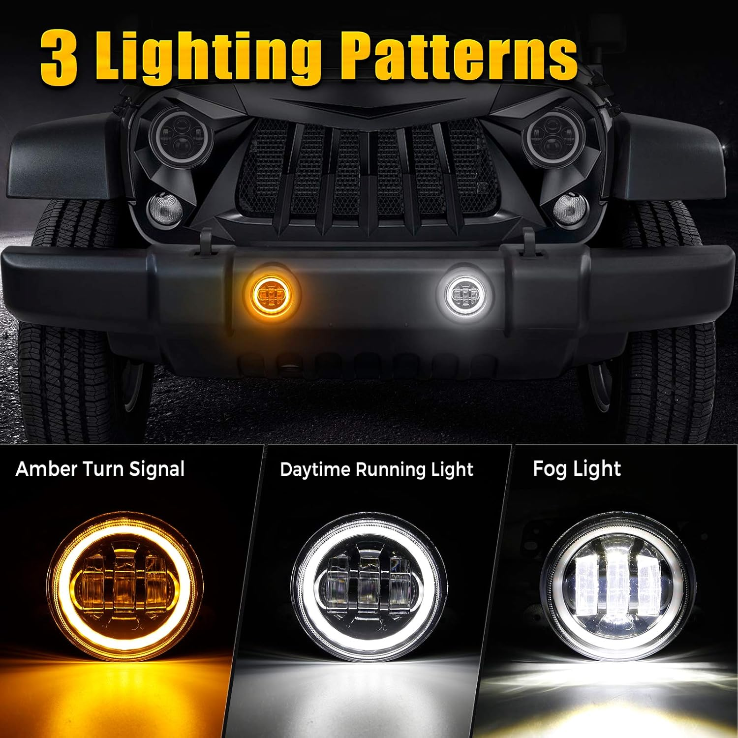 SUPAREE 7 Inch LED Headlight and 4 Inch Fog Light Turn Signal DRL and Hi/Lo Beam Fit for 1997-2018 Jeep Wrangler JK LJ TJ CJ Sahara Sport Rubicon H1 H2 image number 1