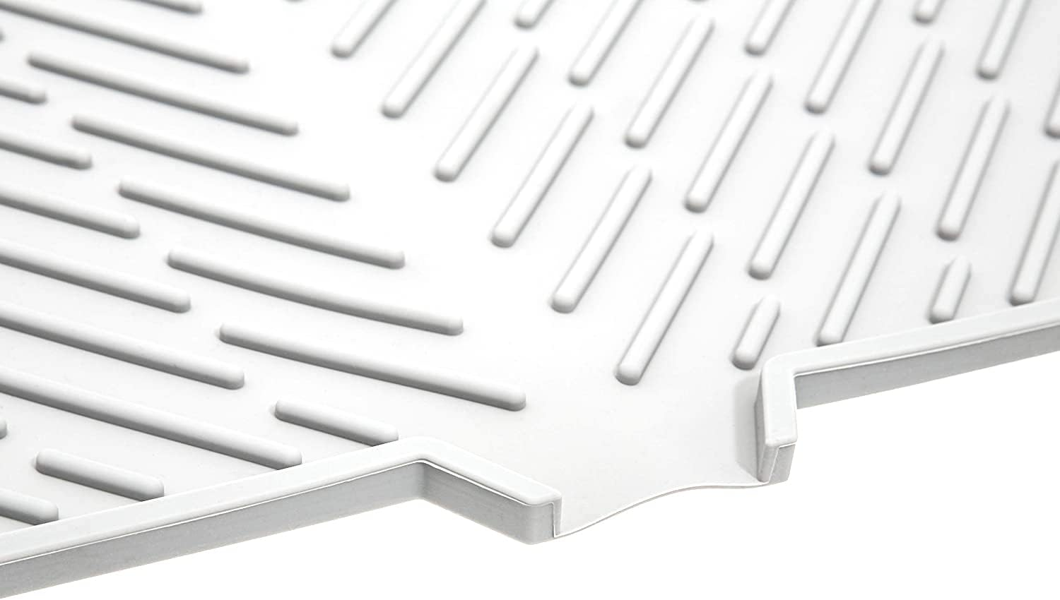 Luxet Silicone Dish Drying Mat with Built-In Drain Lip - Hygienic Drying Pad - Sturdy Compact Easy to Clean Tray Protects Surfaces Prevents Water Build up - 23 X 17 (White) image number 5