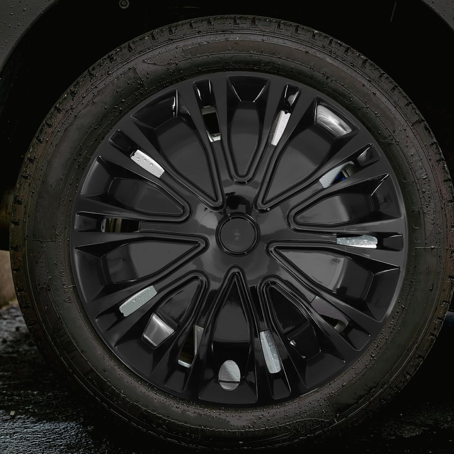 JECOMPRIS 14 Inch Hubcap Wheel Cover Universal Replacement Hub Cap Automotive Wheel Hub Cap Decorative Car Accessories Black - Red image number 7