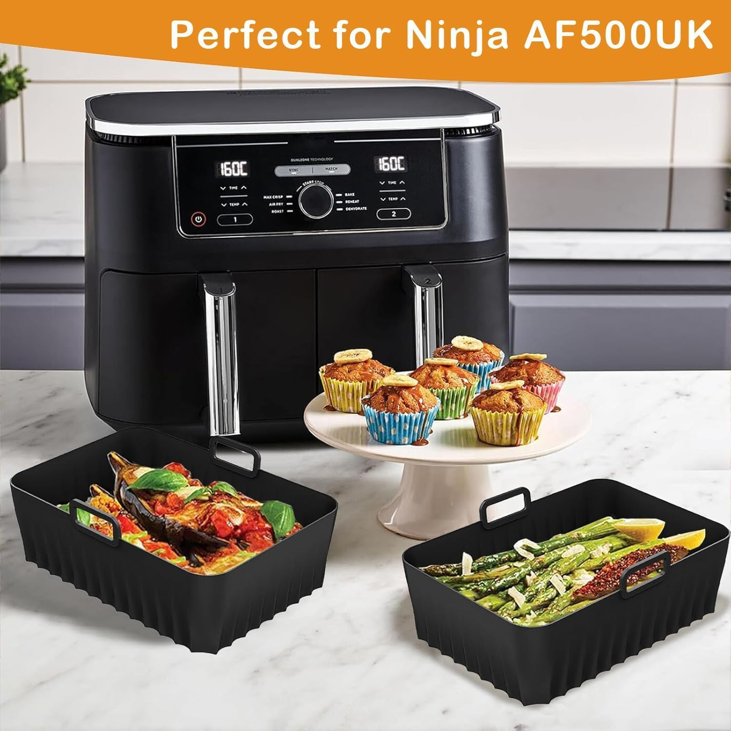 3-Pack Silicone Liners for Ninja Flexi Drawer Air Fryer, Reusable Liners for 1X10.4L+2X5.2L, Silicone Inserts for AF500UK and Ninja Foodi Max XXXL Dual Zone image number 5
