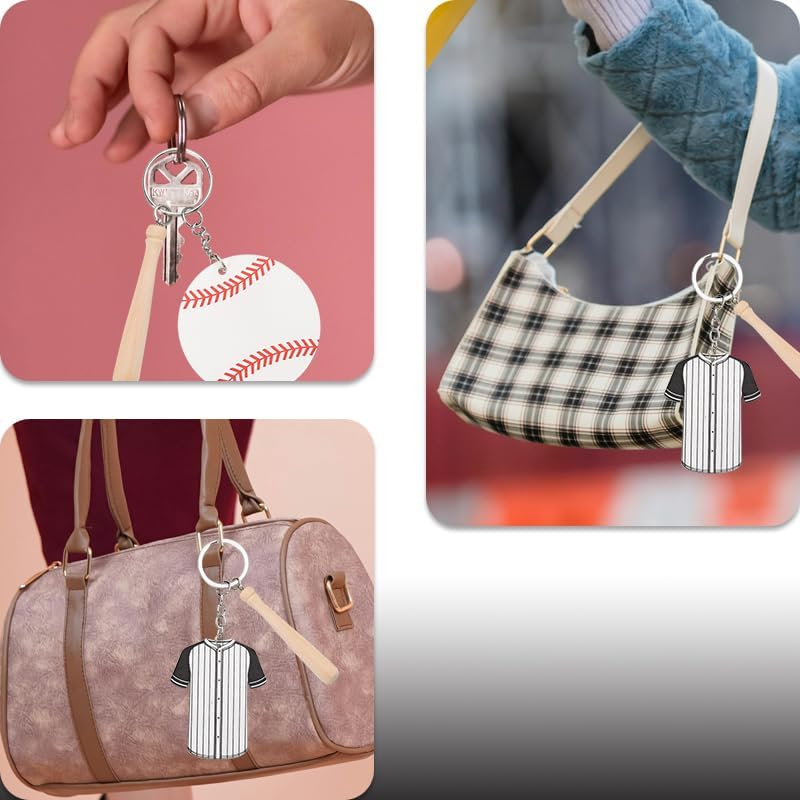 Baseball Themed Gifts for Team Sports Party Favors for Baseball Player Graduation Birthday Gifts for Grandson Son Softball Team Sports Bag Charms for Backpack School Bag DIY Crafting Keychain 2 Pcs image number 4