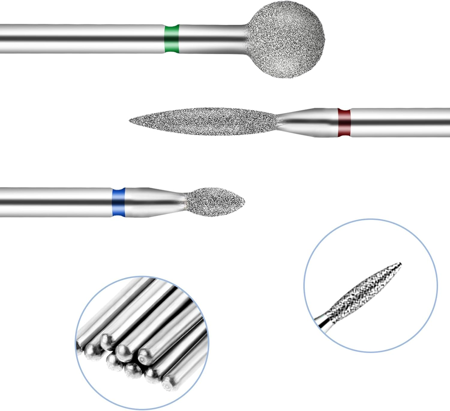 YUXIANLB Pack of 3 Diamond Nail Drills Cuticle Drill Ball Shape Cuticle Nail Cutter Bit Flame Bit All in One Nail Prep Kit for Manicure Salon Cuticle Remove under Nail Dead Red image number 4