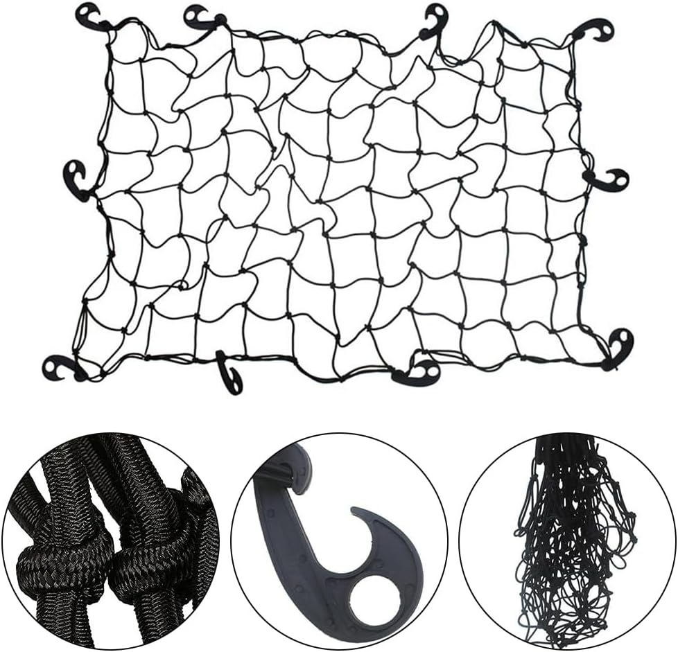 Heavy-Duty Cargo Net, 120X80 Cm Universal Car Net for Pickup Trucks & Suvs, 10Reinforced ABS Hooks, Large Adjustable Elastic Heavy Duty Luggage Net, Secures Roof Rack & Truck Bed Loads image number 4