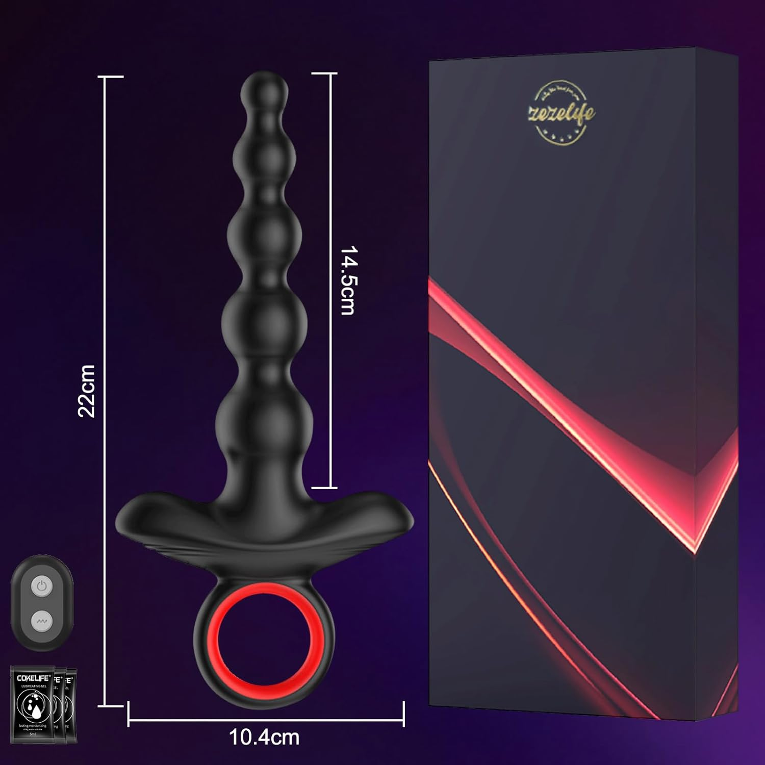 ZEZELIFE Anal Vibrator with Anal Beads, 9 Vibration Modes Flexible Silicone Anal Balls for Prostate Stimulation for Men, Waterproof Anal Plug with Vibration USB Rechargeable for Nipple G-Spot Clitoral Vibrator for Women Couples in Shower and Bath, Prostate Massager for Men image number 2