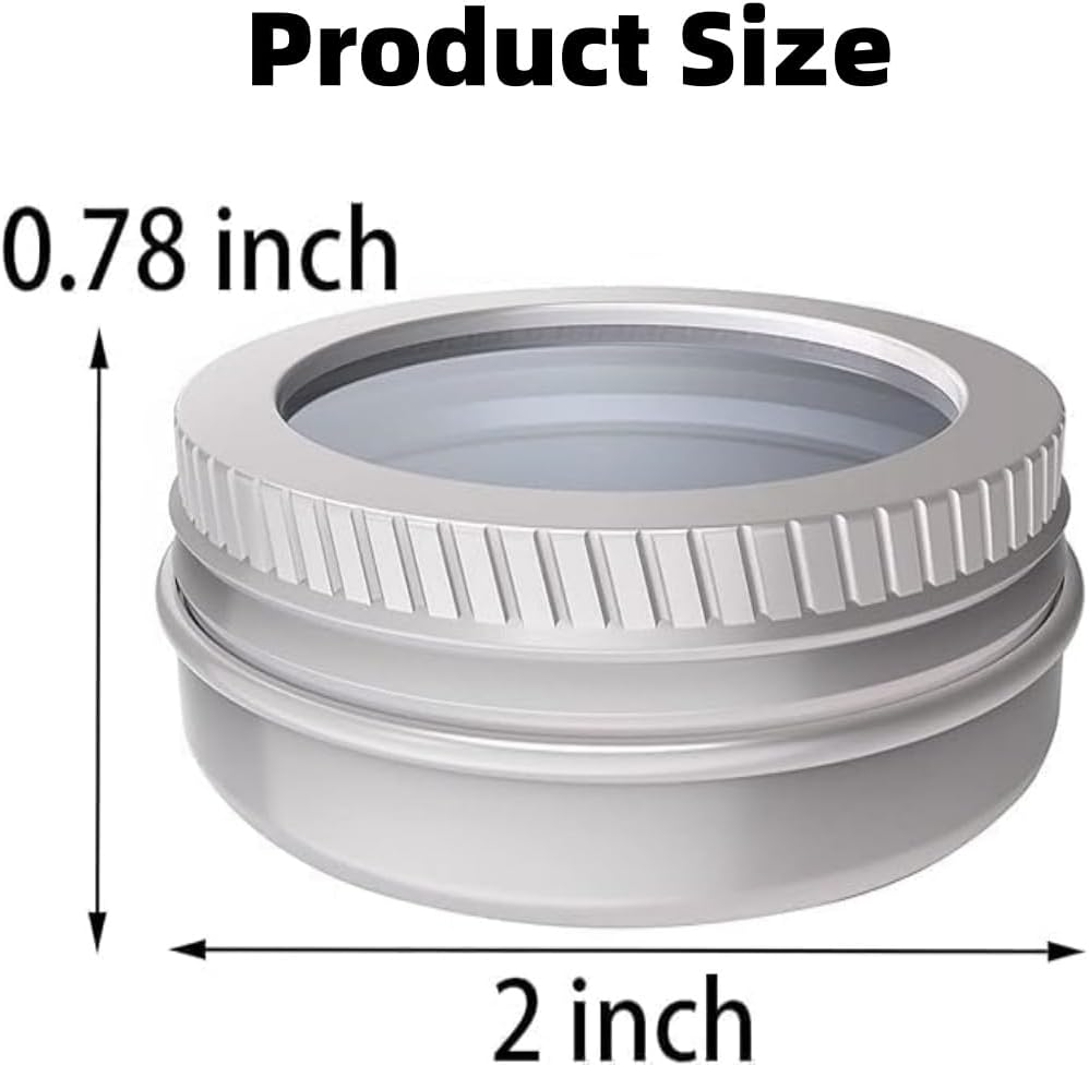 Fabselection Aluminum Tin Jar, 24 Pcs Tin Storage Jar, round Cans with Lid, 30 Ml Refillable Containers Clear Top Metal Containers Screw Tops for Candles, Crafts, DIY, Lip Balm, 1 Oz image number 3