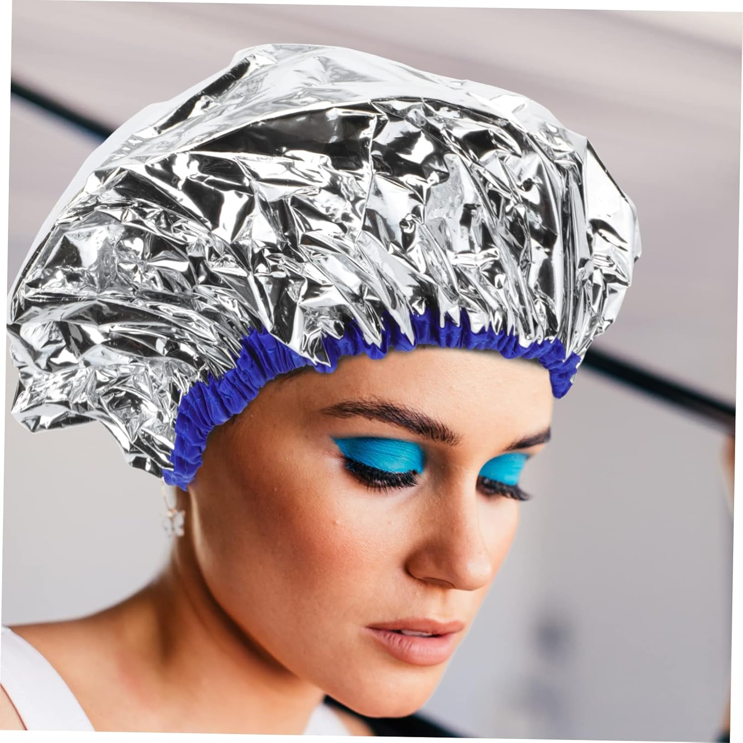 Hair Treatment Cap Silver Thermal Self-Heating Aluminum Foil Scalp Protection for Home Hair Care and Deep Conditioning image number 5