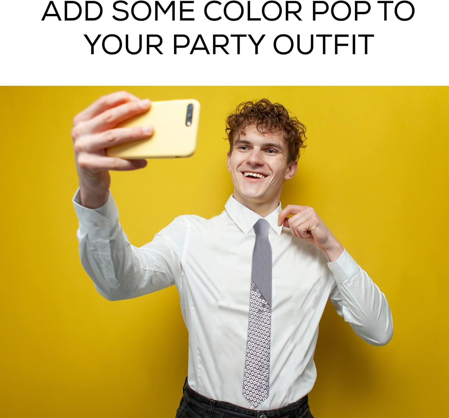 Mens Fashion Sequin Skinny Tie - Great for Weddings, Parties, Costumes, Halloween - Many Colors to Choose From