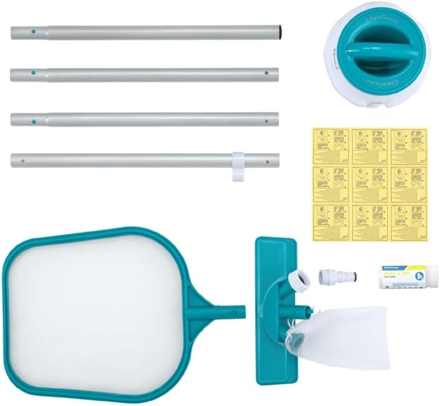 Bestway Pool Cleaner Set, Vacuum Floor Cleaners Kit Pole Wall Swimming Pools Brush Household Home In-Ground above Ground Cleaning Tool, with Reusable Debris Bag Blue