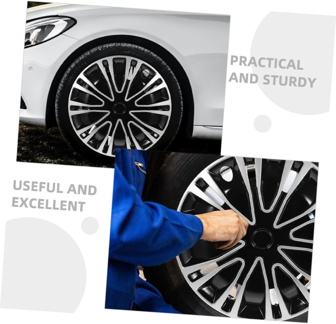 MUCKLILY 2Pcs Decorative Wheel Rim Covers Hubcap Covers for Cars Car Decor Wheel Rim Protector image number 2