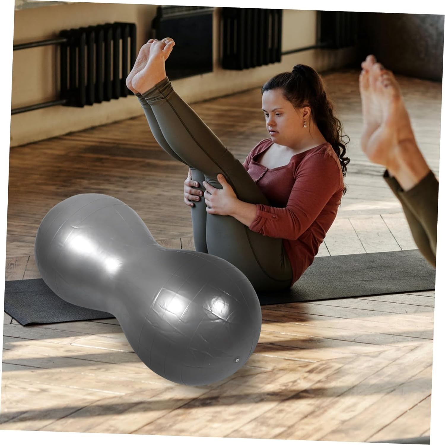 Ifundom Inflatable Peanut Yoga Ball Thickened Anti-Burst PVC Exercise Ball for Fitness Therapy Balance Stability Trainer Home Gym Workout with Inflator Pump