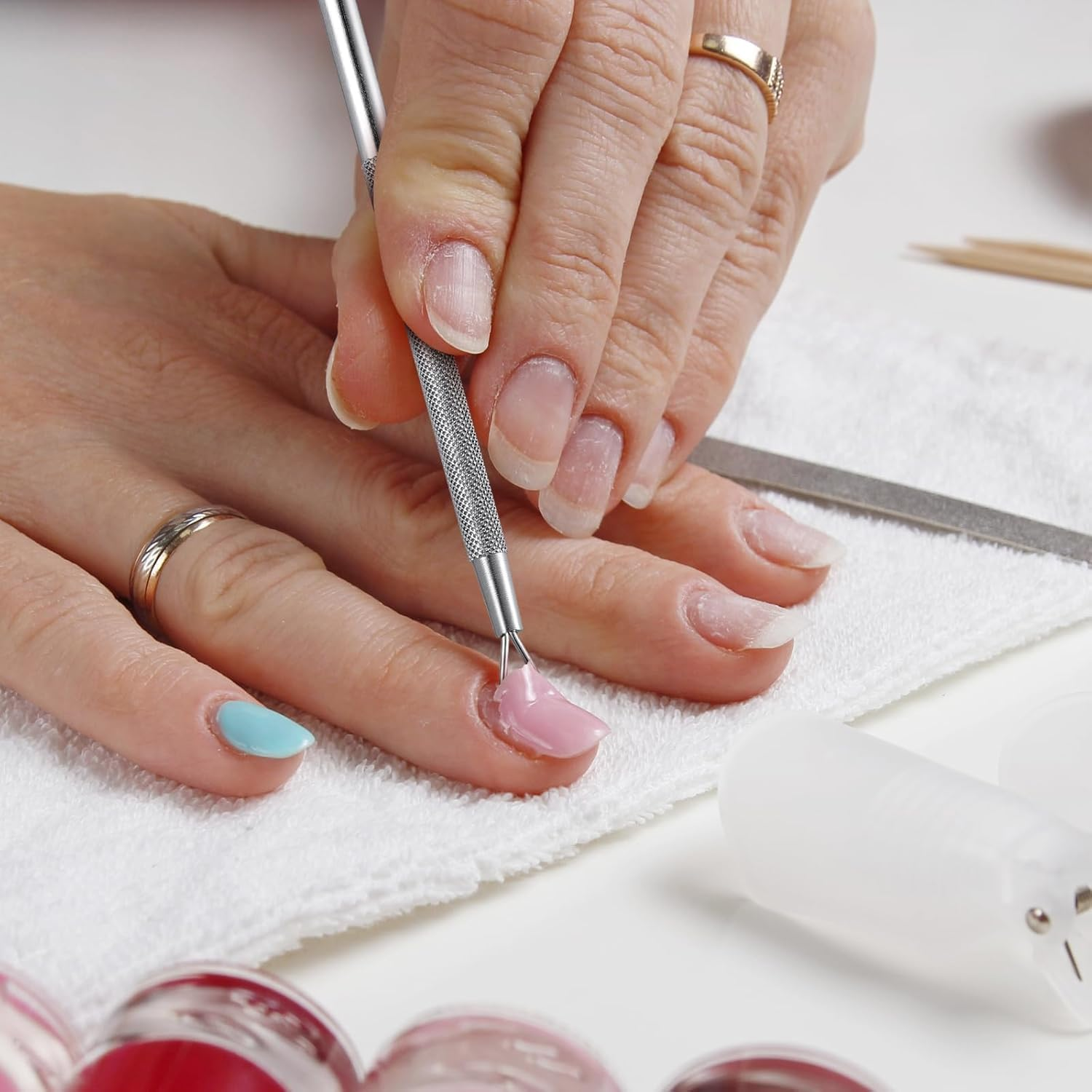 Wzenclave 6 PCS Stainless Steel Cuticle Nail Enhancement Gel Nail Trimmer Metal Dead Skin Removal Scraping Tools Professional Nail Enhancement Pedicure Art Care Tools image number 3