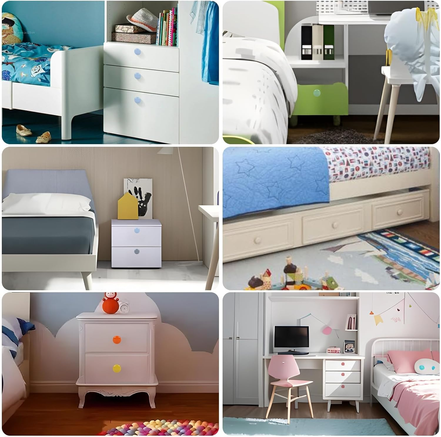 10X Colorful Door Knob Cabinet Retro round Ceramic Drawer Cupboard Kitchen Dresser Pull Handle Knobs 32Mm/1.25" (Ivory,Red, Orange,Green, Yellow, Blue,Pink,Pale Pinkish, Purple, Grey) image number 6