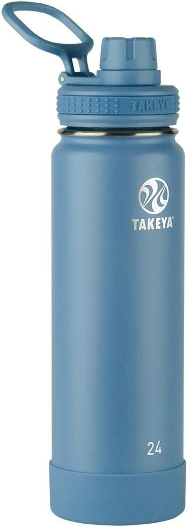 Takeya Actives 24 Oz Vacuum Insulated Stainless Steel Water Bottle with Spout Lid, Premium Quality, Bluestone