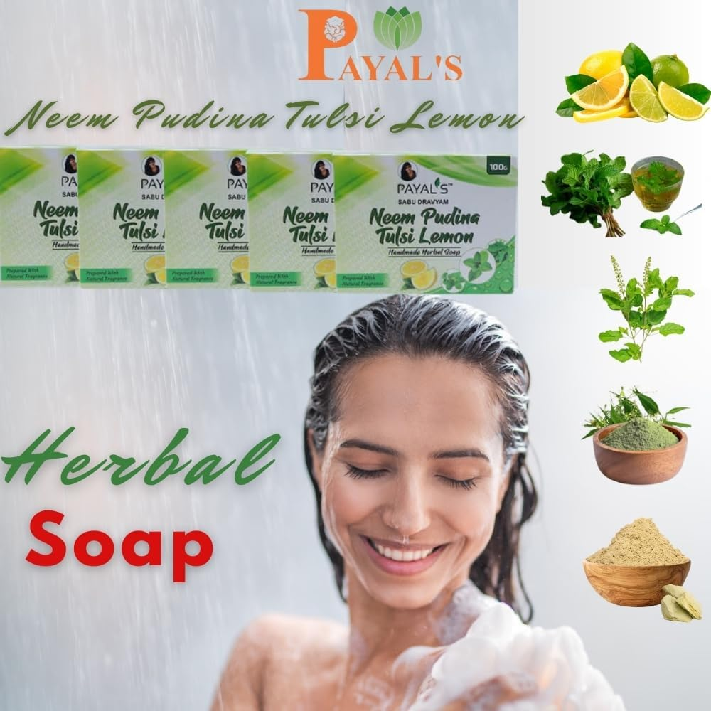 Payal'S Herbal Soap - Neem Pudina Tulsi Lemon 100G
