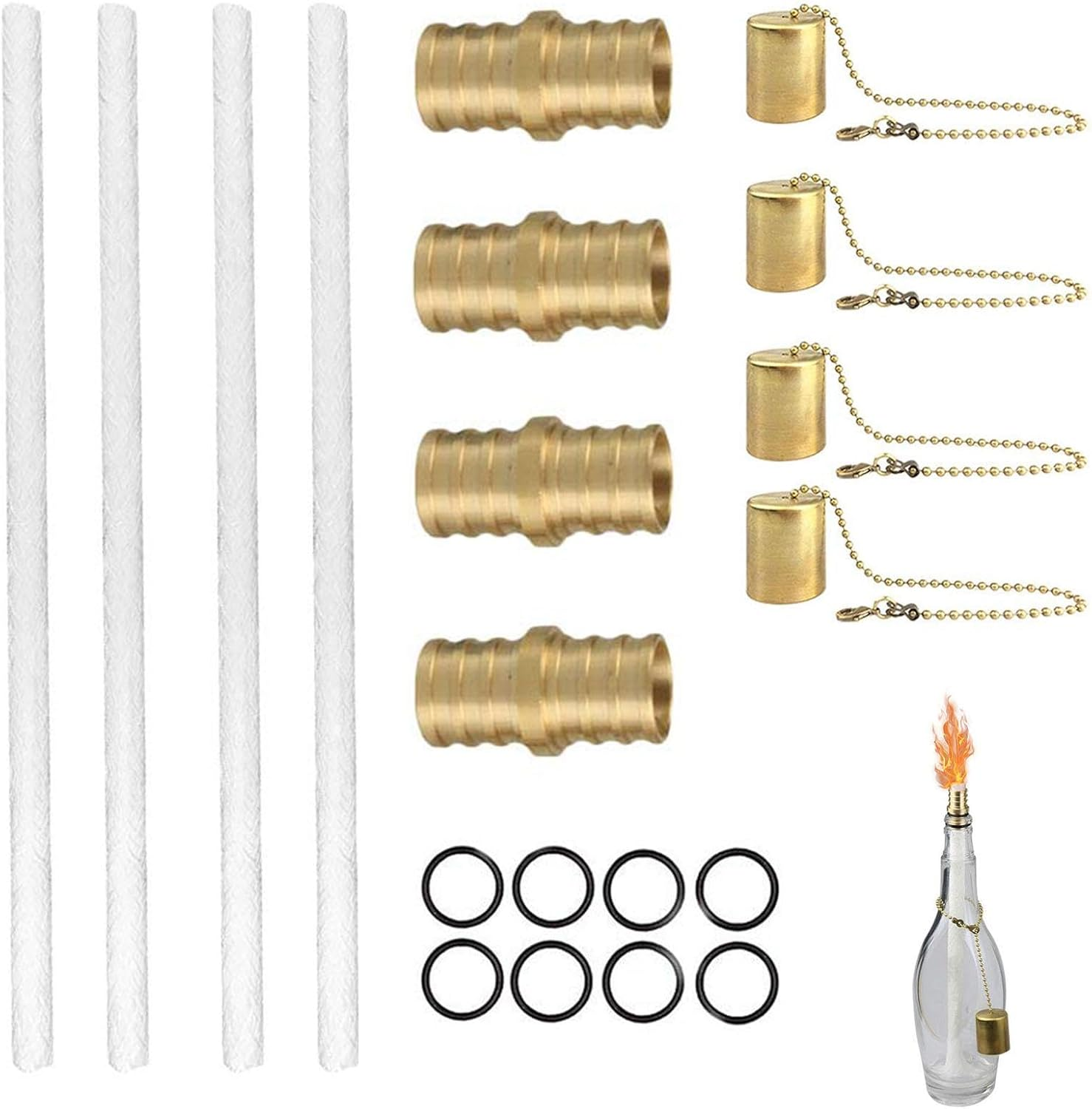 Tiki -Fackeldocht Outdoor Patio Light Backyard Torches - Sbing Set for Burners in Bottle Contains - Durable Drying, Lamp Cover - Copper Wine Bottles in a Bell image number 3