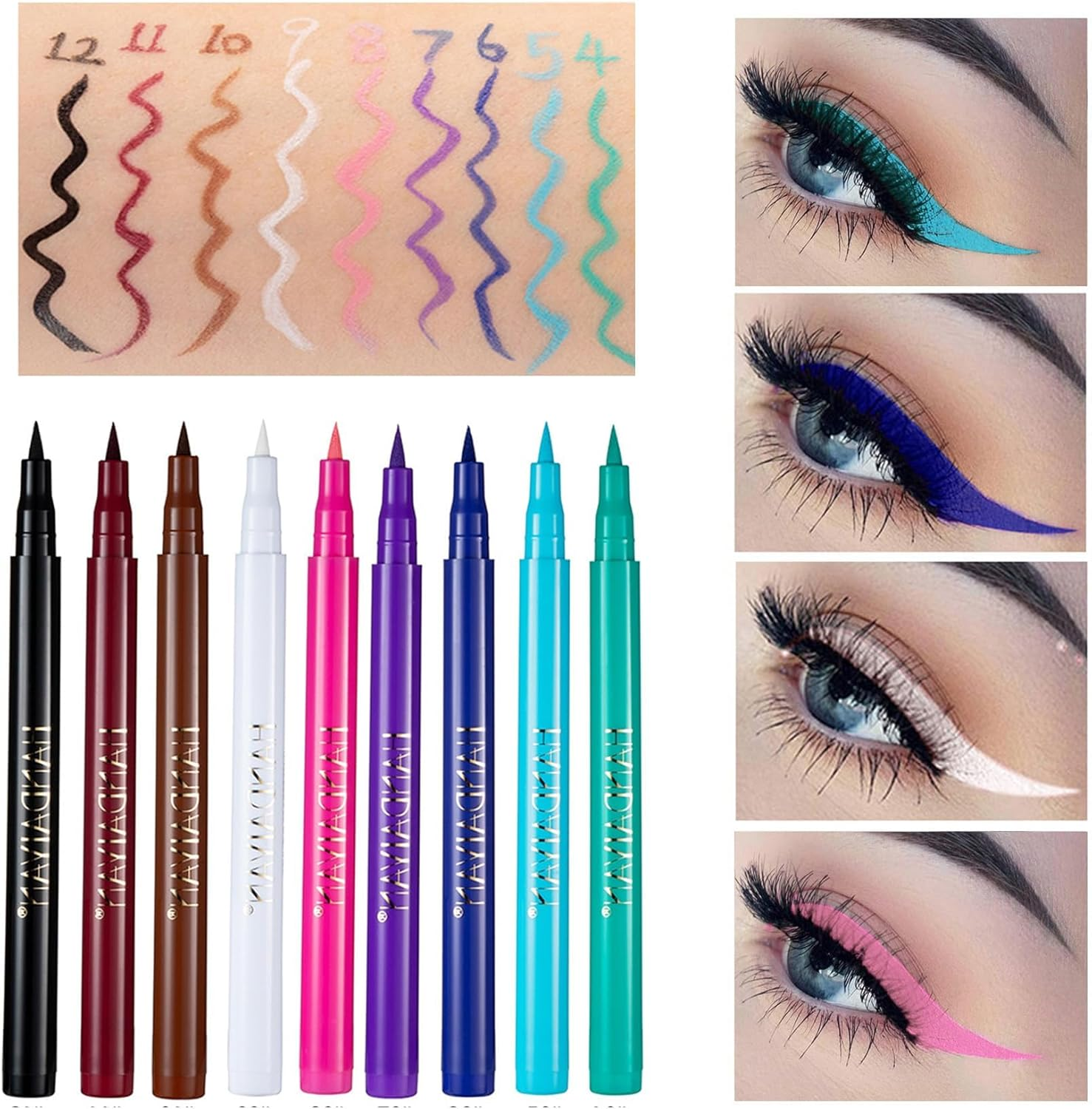 Coloured Eyeliner, Waterproof Liquid Eyeliner All Day Long-Lasting, Red Eye Liner Pen for Eye Makeup &ndash; Smooth, Smudge-Proof, Highly-Pigmentedd image number 1