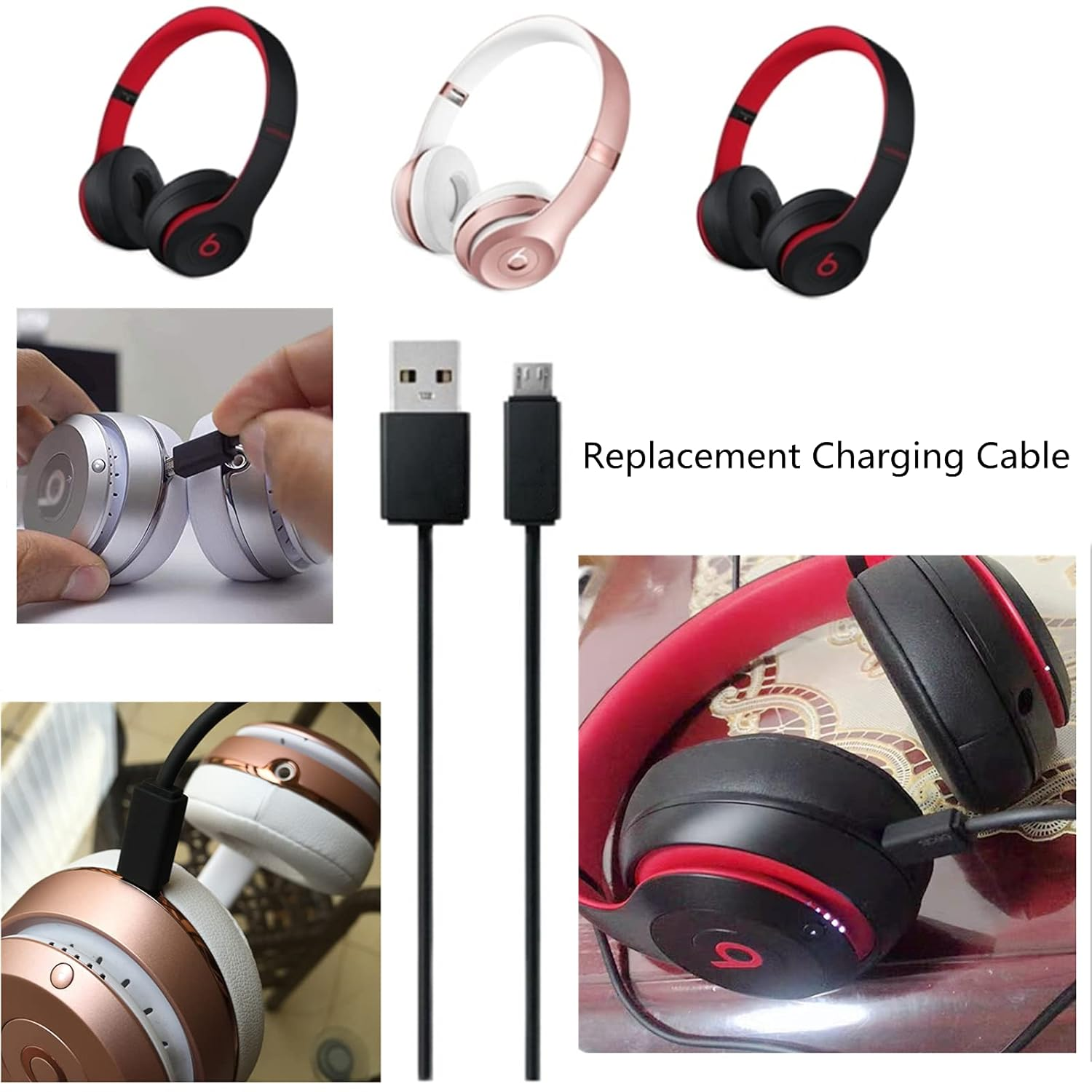 Aquelo USB Charger Cable Cord Compatible with Beats Studio 3 Solo 3 Wireless Powerbeats 2 3 Wireless Earphones image number 6