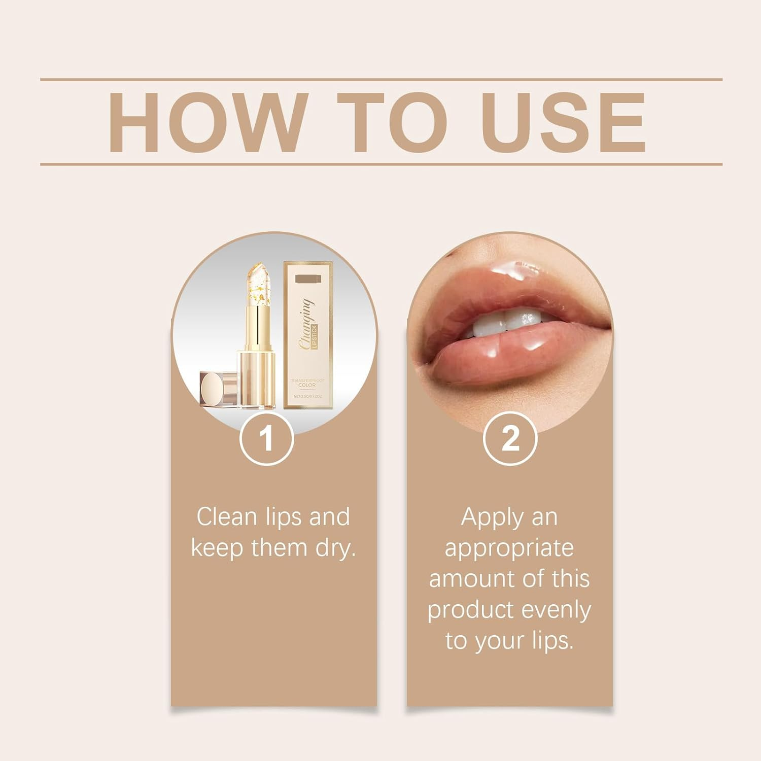 2PCS Truetone - Ph Adjusting Lipstick,Transferproof Colour Changing Lip Stick,Gold Crystal Deep Nourishment Long Lasting Moisturizing Glossy Shine Lip Gloss for Women