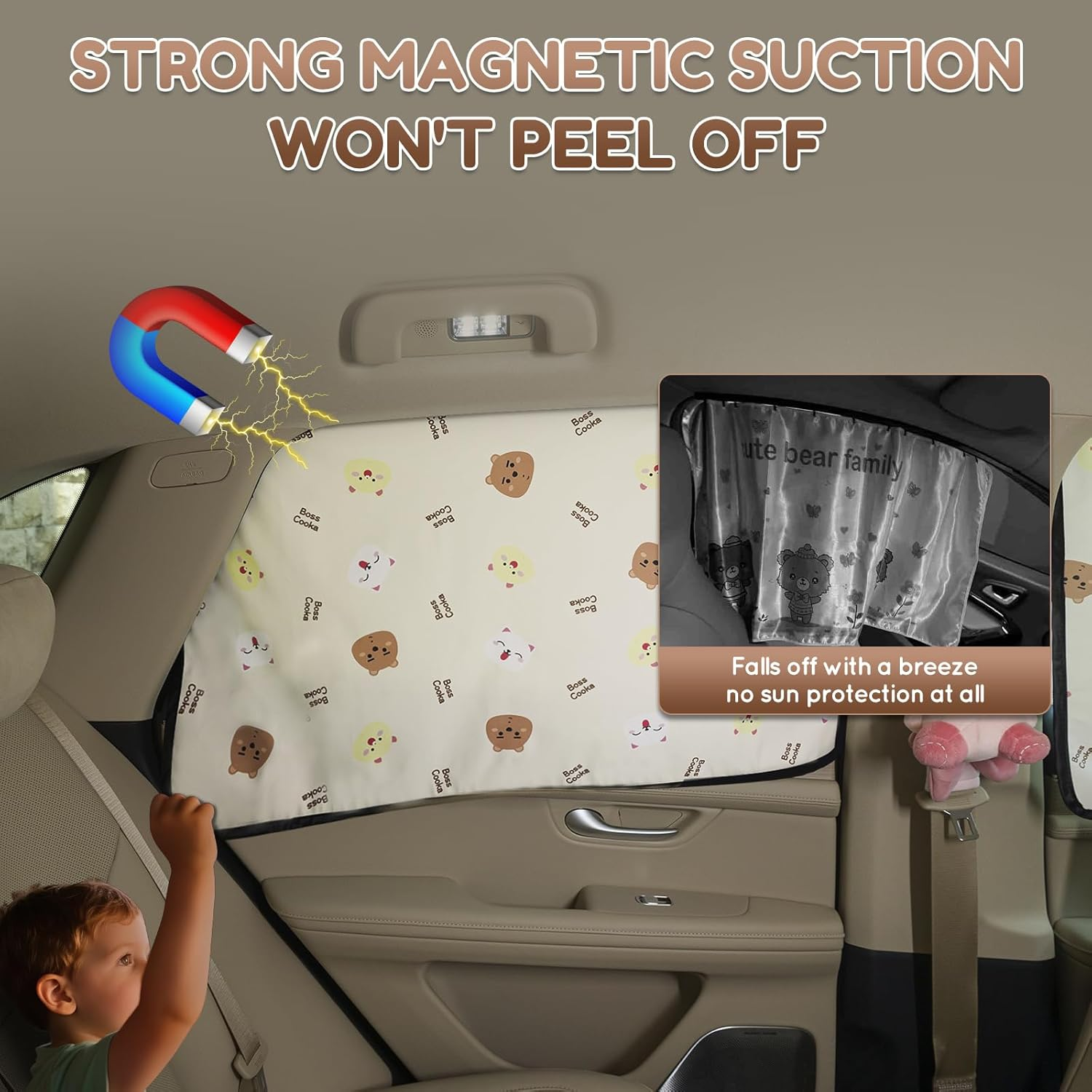 Aokway Car Window Shades (2Pack)- Sun Shade UV Blocker -Magnetic Car Window Shade for Baby- Mom'S Choice Sun Shade for Side Window Screens for SUV, Sedan, Minivan image number 1