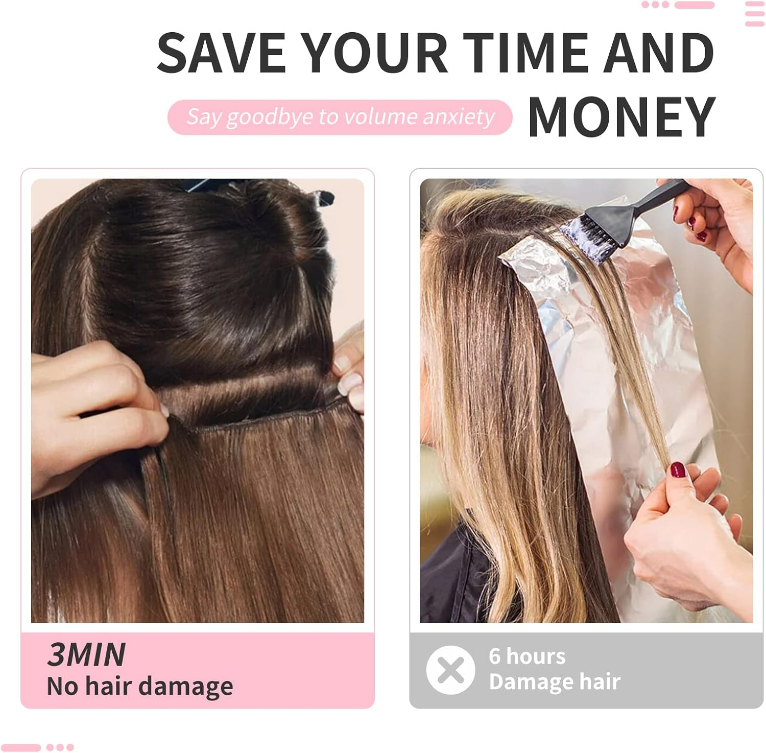 FLUFYMOOZ Clip in Hair Extensions,6Pcs Hair Extensions Long Mermaid Waves Wavy Synthetic Clip on Hairpiece for Women 24 Inch (Black Brown) image number 3