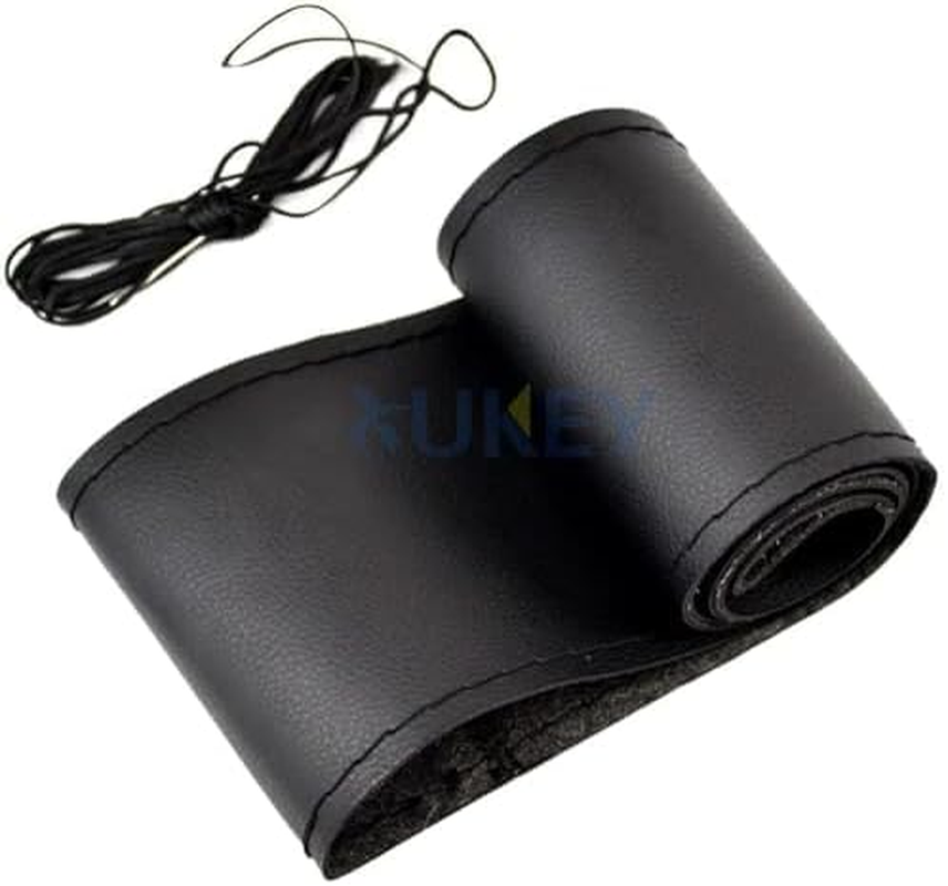 AUTOXBERT 38Cm/15 Inch Hand Sewing Steering Wheel Cover Breathable Anti-Slip Leather Steering Wheel Cover for Nissan Qashqai Toyota Camry RAV4 VW Golf - Grey image number 3