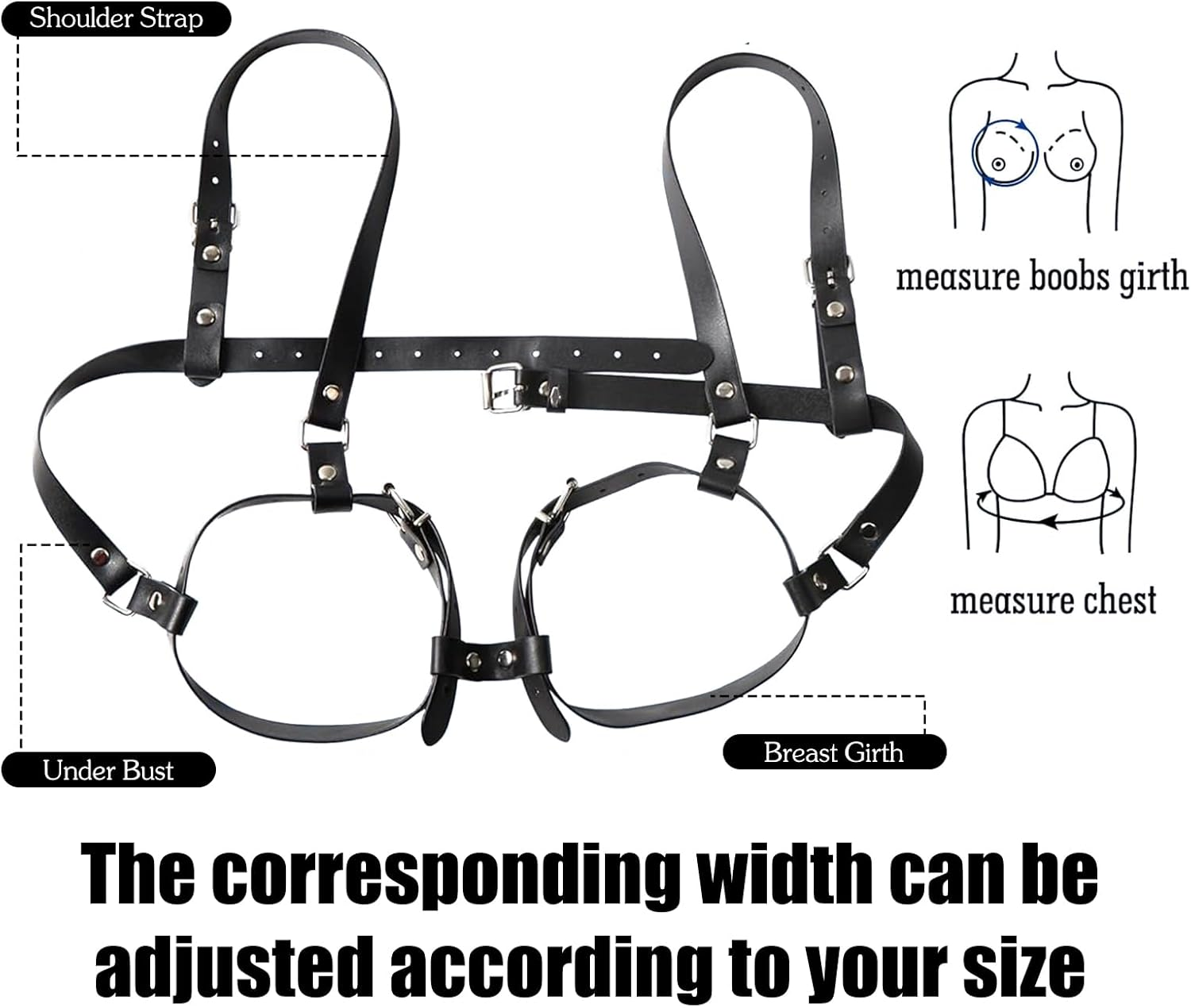 Mineens Chest Restraints for Women Harness,Bdsm Bondage Set Chest Restraints Sex Toy for Couples,Sexy Lingerie,Sm Sex Outfit for Play Fetish Cosplay Black image number 2