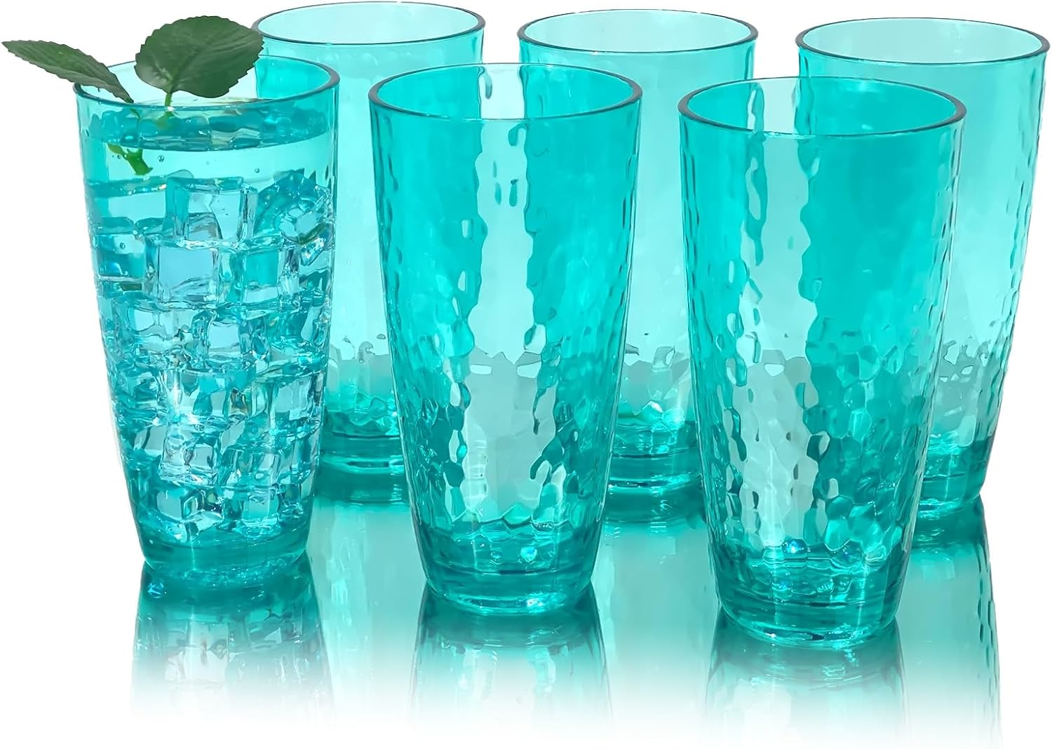 26-Ounce Plastic Tumblers (Set of 6), Reusable Plastic Mugs, Bpa-Free Acrylic to Drink Mugs, Shatter Resistant, Textured Interior, Dishwasher Safe (Multi Color, 26 Ounce)