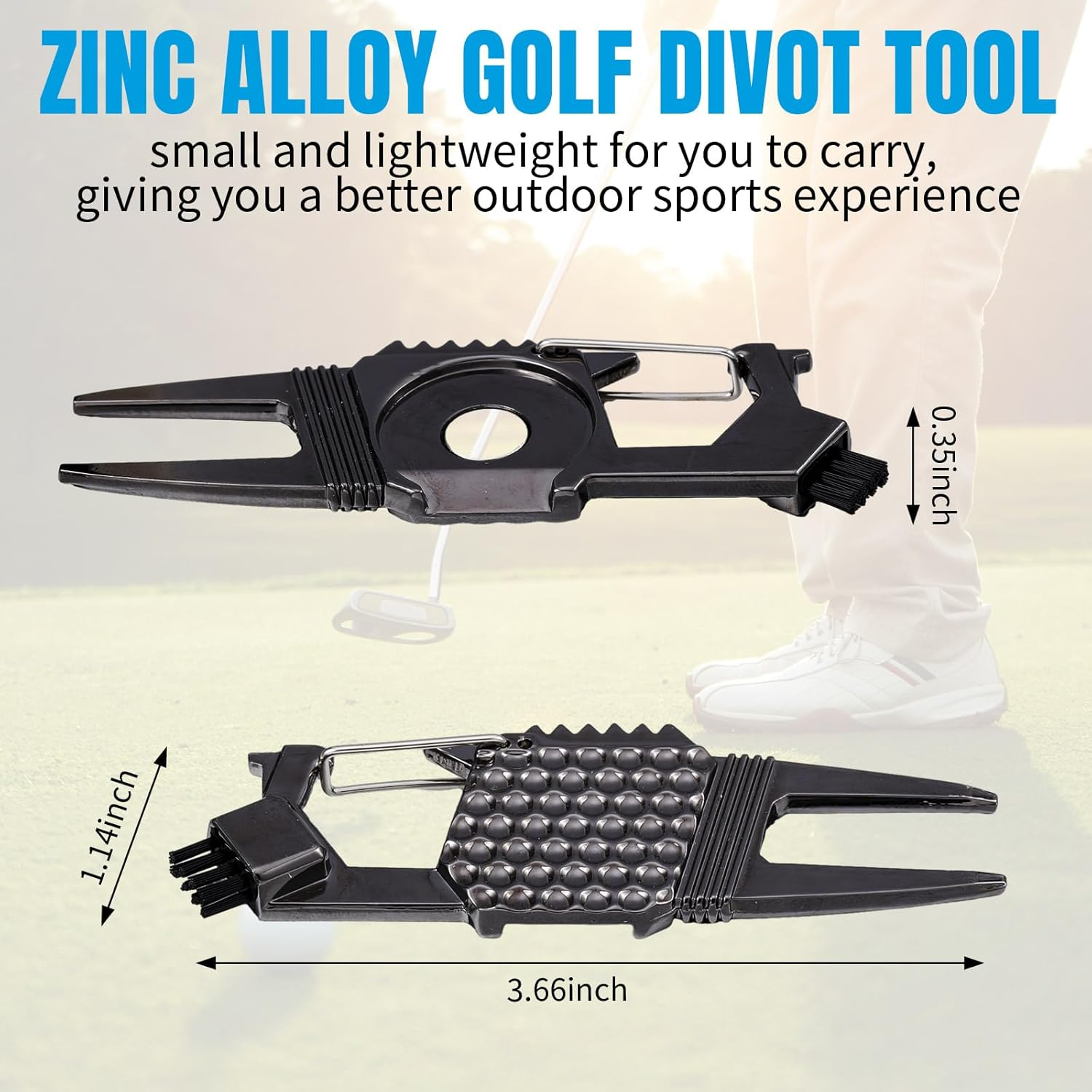 3 Pcs 7 in 1 Multipurpose Golf Divot Tool Golf Divot Repair Tool Lightweight Compact Golf Tool with Magnetic Golf Ball Marker, Bottle Opener, Club Brush, Groove Cleaner for Golf Lovers image number 3