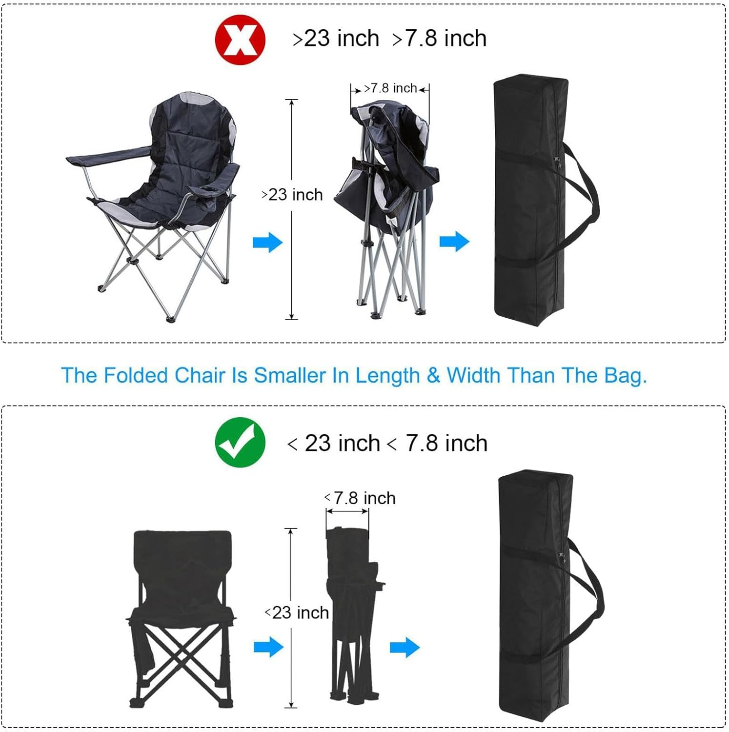 Acunny Folding Chair Carry Bag, Large Heavy Duty Travel Bag - 600D Oxford Fabric Awning Pole Storage Bag | Folding Beach Chair Carry Bag, Large Travel Bag image number 6