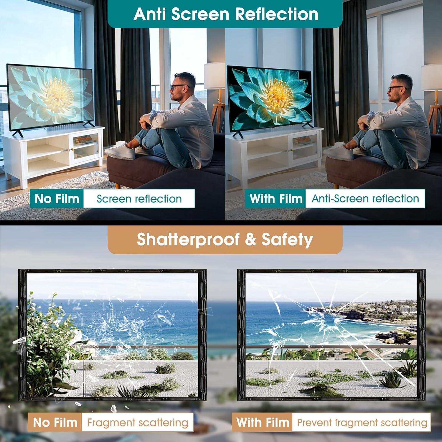 Uexplore-Oz Window Tint Film - One Way Privacy Window Film, Heat UV Blocking Reflective Window Tint, Daytime for Home Mirror Glass Cooling in Summer Easy to Install (75Cm &times; 5M, Silver) image number 5